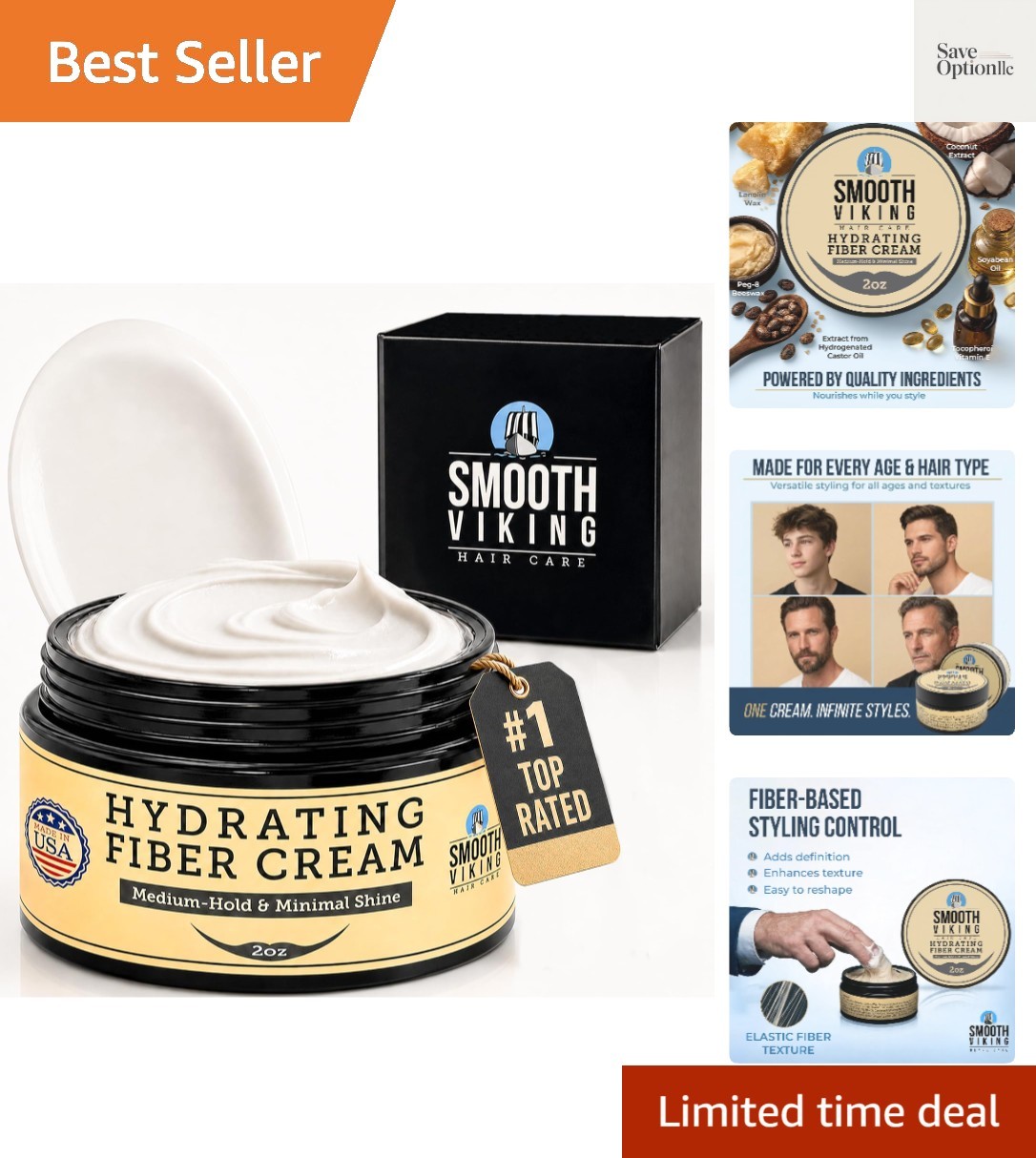 2 Oz Hydrating Fiber Cream for Men - Flexible Styling & Thinning Hair Support