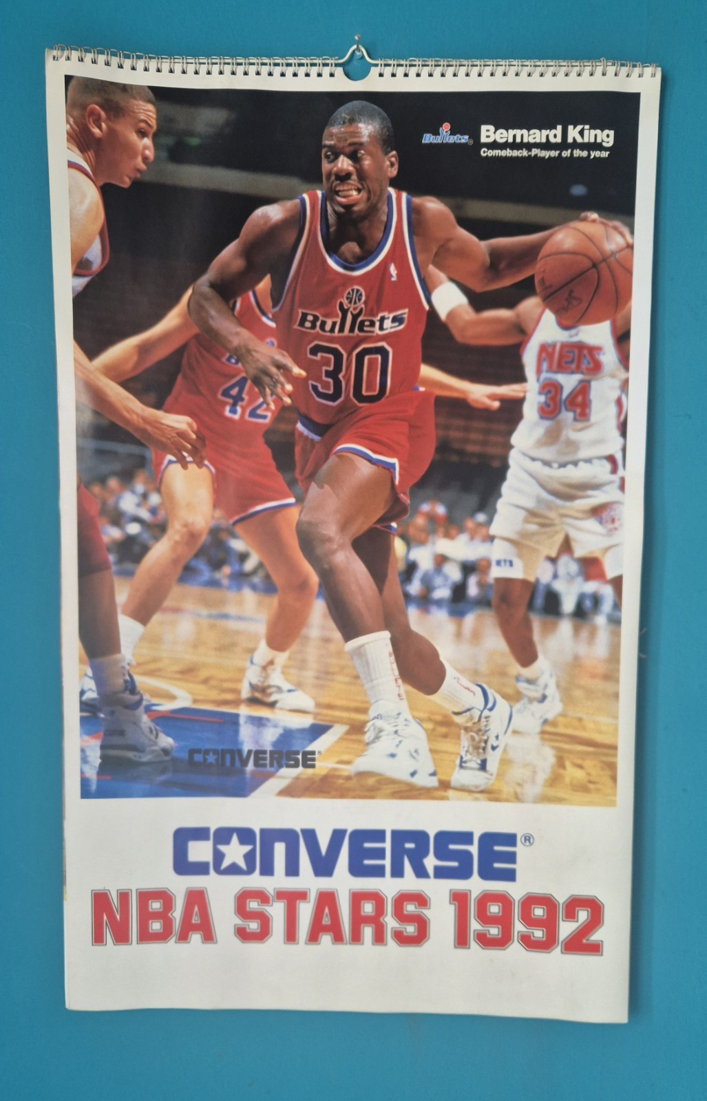 Vintage 1992 Converse NBA Basketball Calendar Magic Johnson Larry Bird DreamTeam