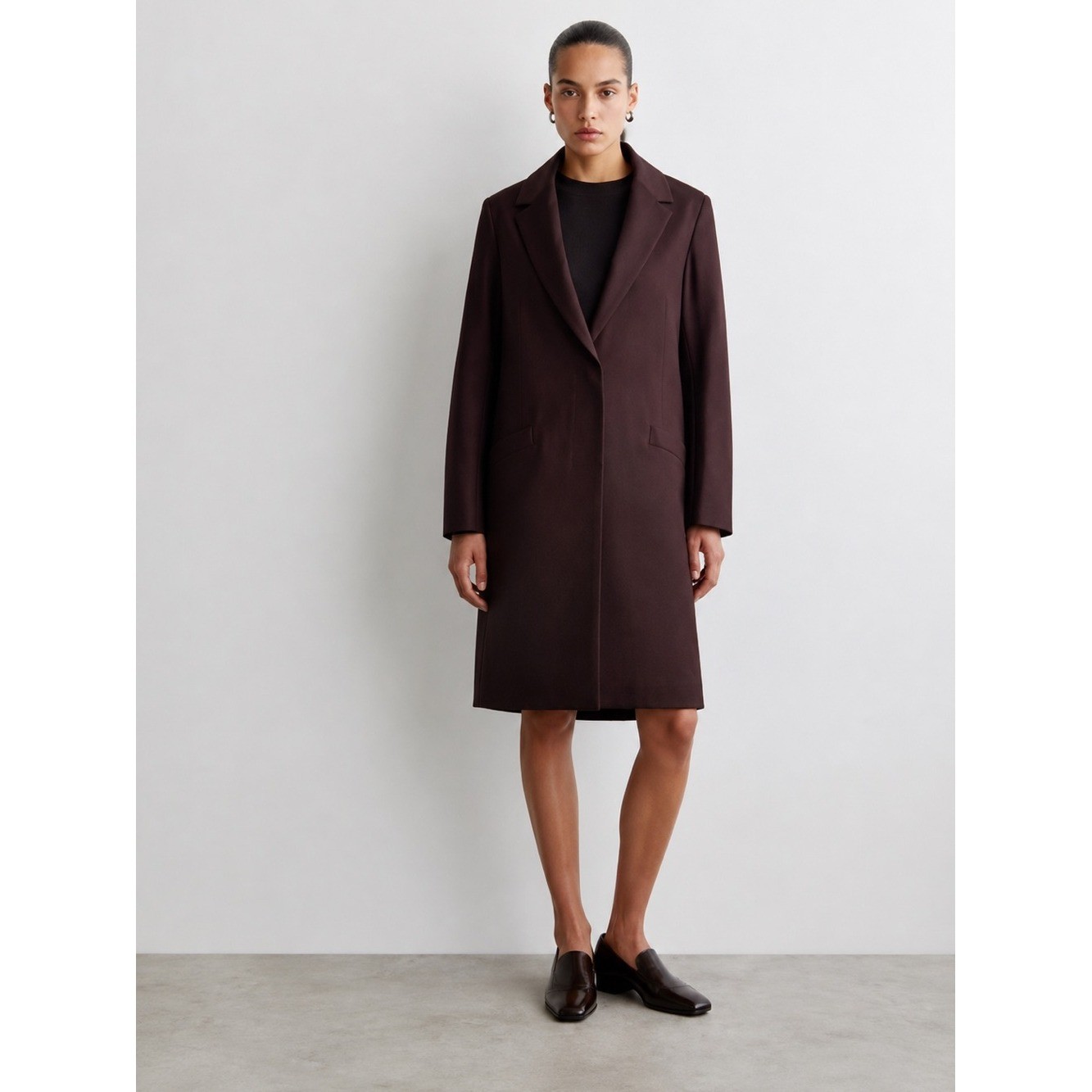 NWT COS Burgundy-Brown Tailored Cotton Long Coat NWT COS Burgundy-Brown Tailored Cotton Long Coat
