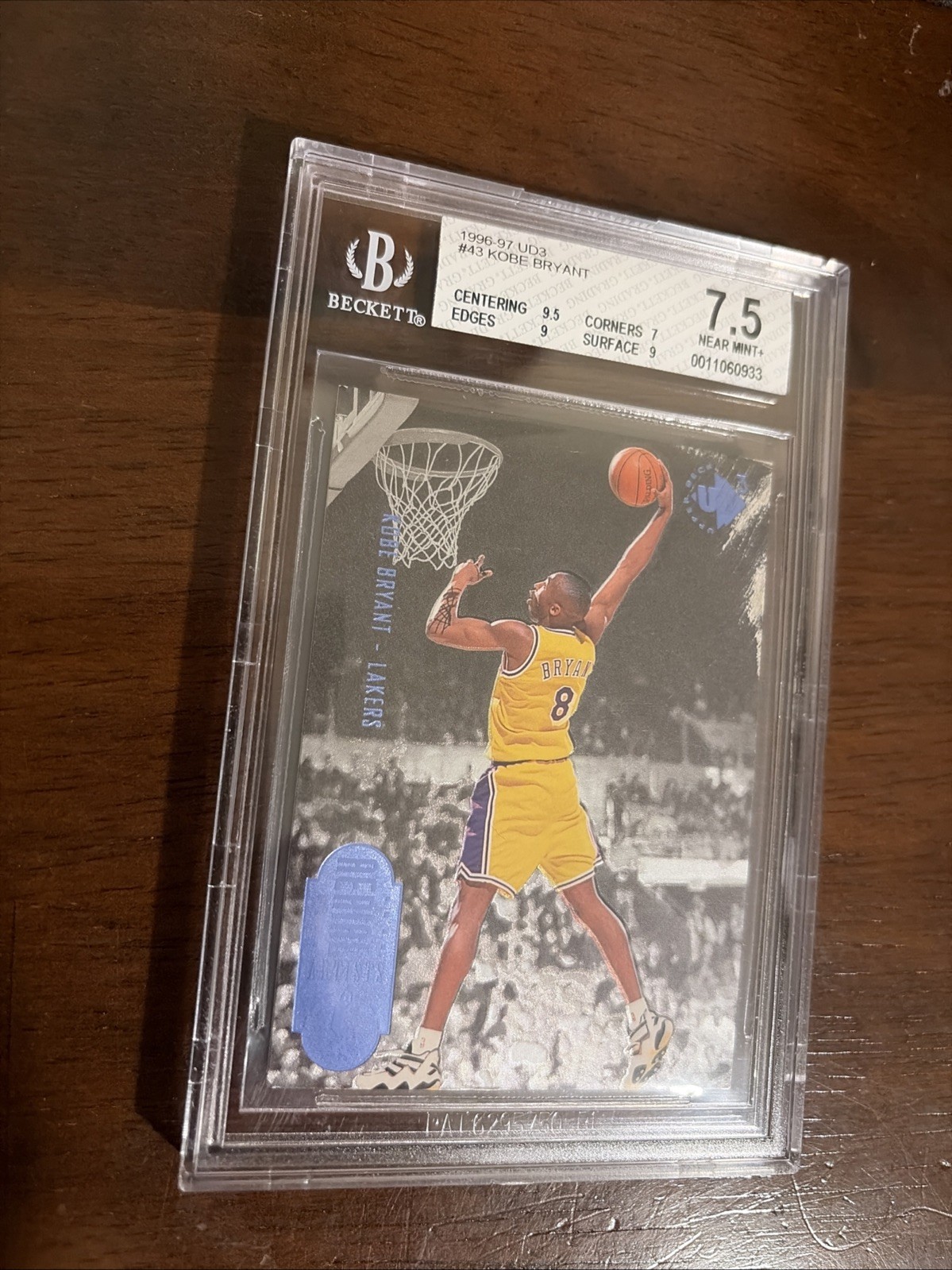 1996 Kobe Bryant UD3 Aerial Artists #43 RC BGS 7.5 w/ 9.5 Sub Centering 🔥 1996 Kobe Bryant UD3 Aerial Artists #43 RC BGS 7.5 w/ 9.5 Sub Centering 🔥