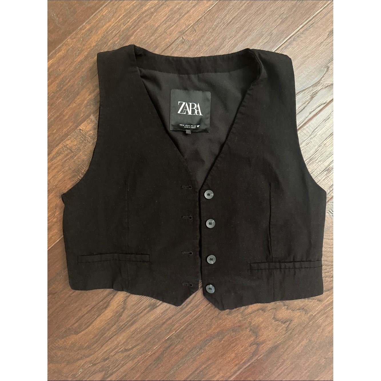 Zara Black Tailored Button Vest