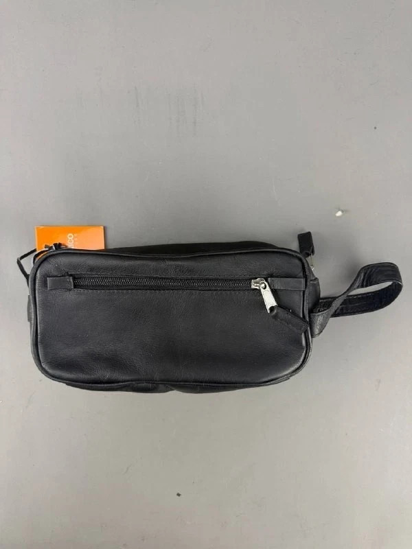 Latico Black Genuine Leather Downtown Toiletry Bag Kit Latico Black Genuine Leather Downtown Toiletry Bag Kit