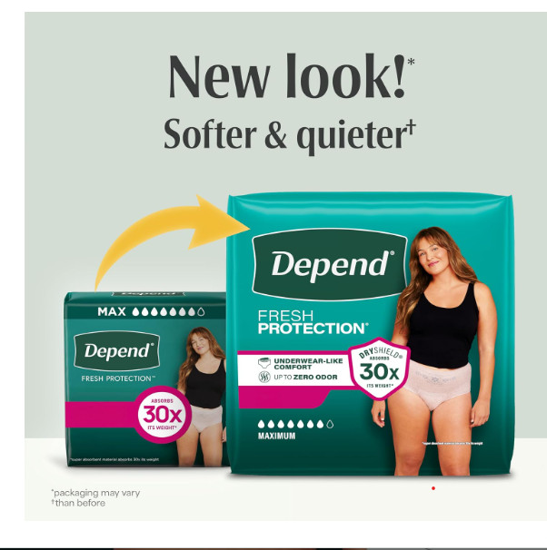 Depend Fresh Protection Adult Diapers for Women, Medium, 30 Count Depend Fresh Protection Adult Diapers for Women, Medium, 30 Count