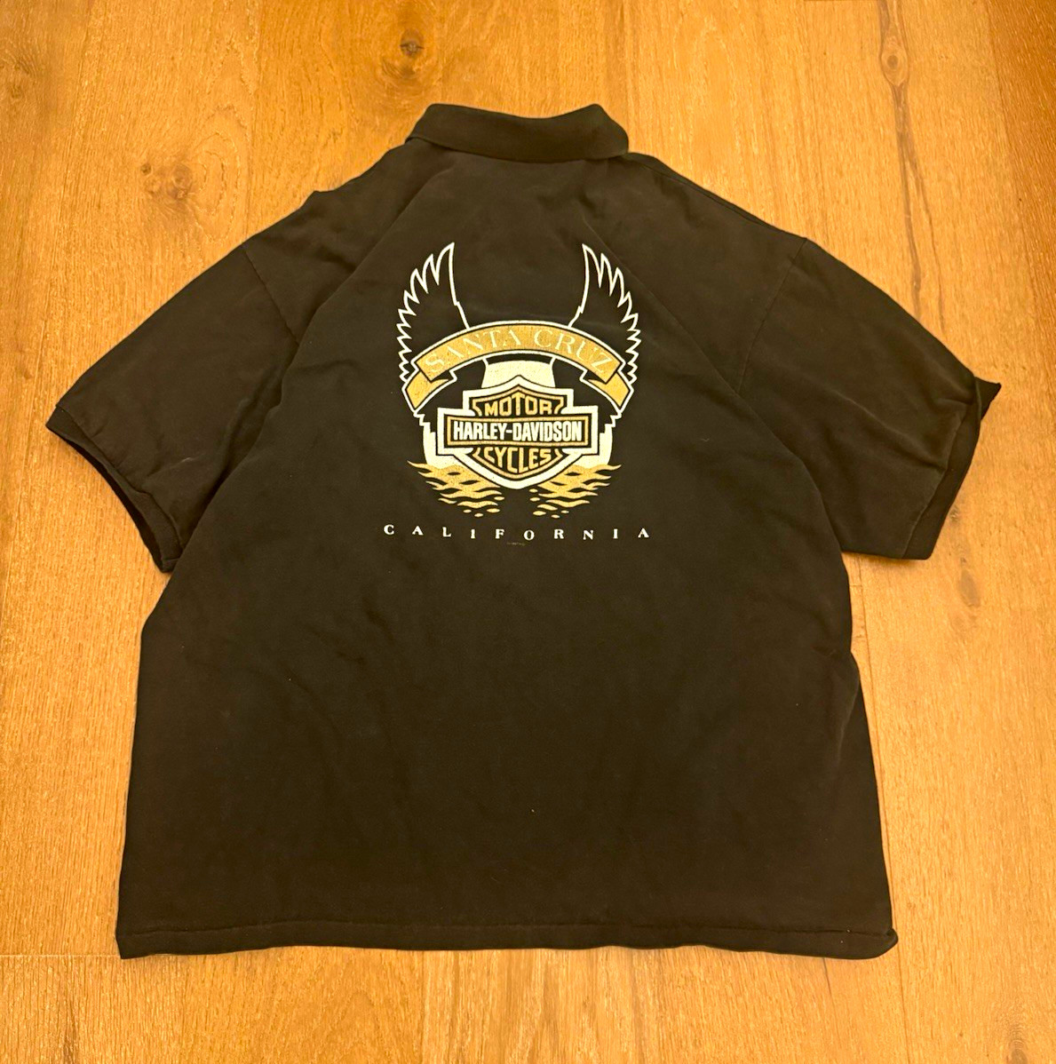 Vintage 1997 Harley-Davidson Santa Cruz California Black Polo Shirt