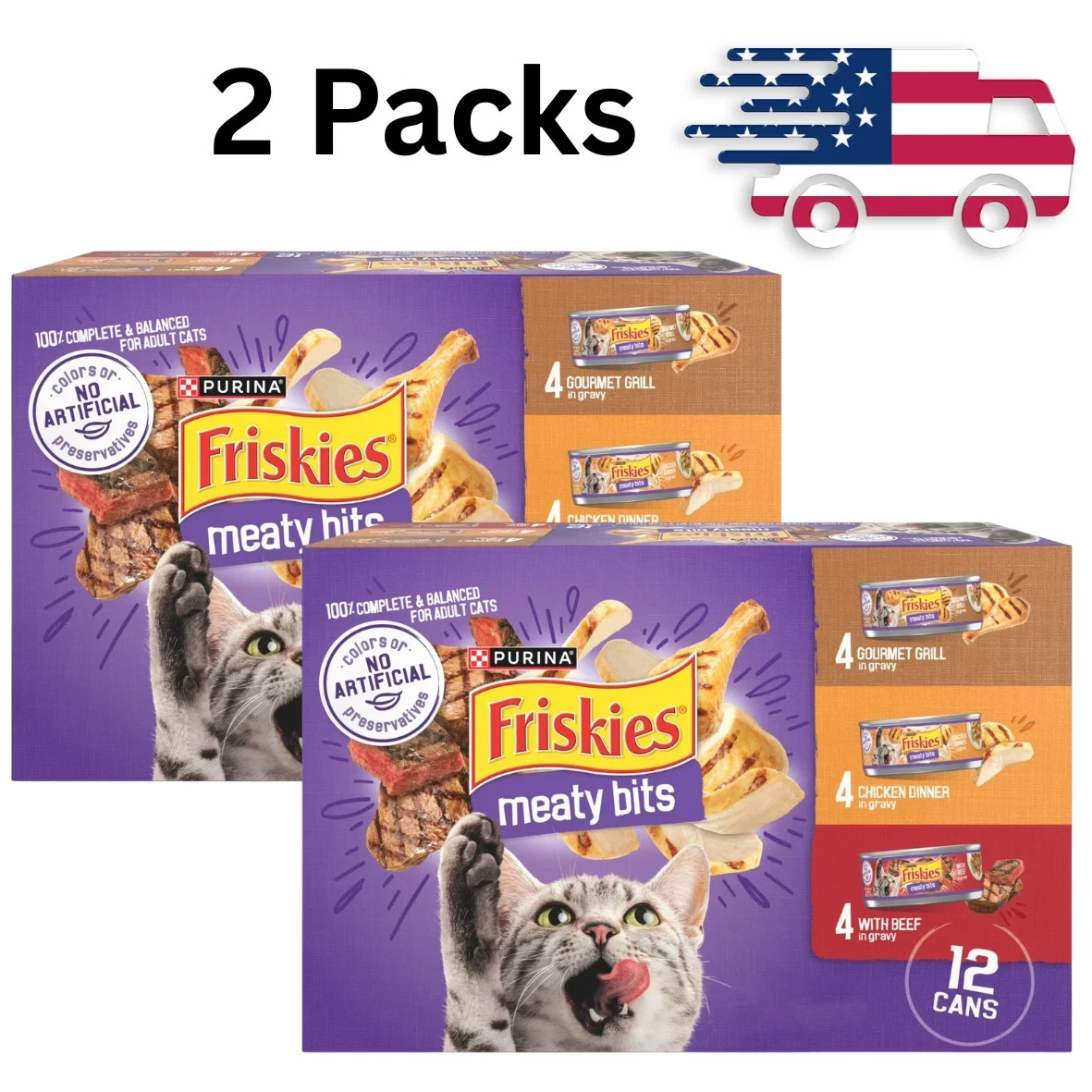 2 Packs - Friskies Gravy Variety Pack, Meaty Bits,Wet Cat Food 5.5 oz. 12 Cans 2 Packs - Friskies Gravy Variety Pack, Meaty Bits,Wet Cat Food 5.5 oz. 12 Cans