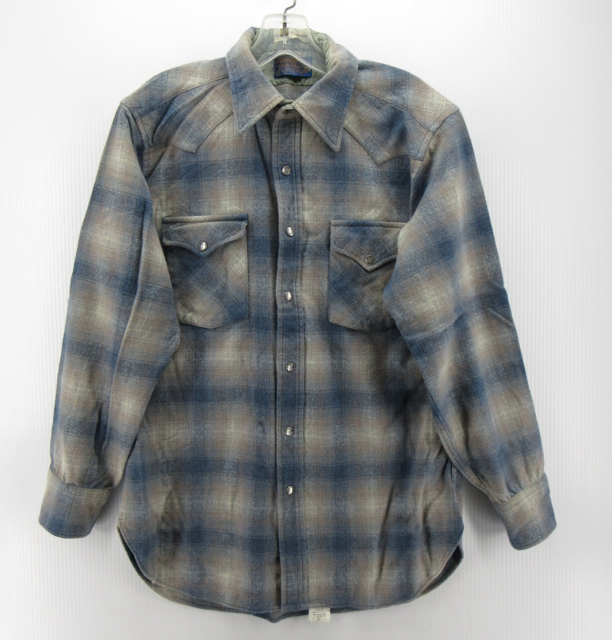 VTG Pendleton Shirt Men Medium Wool Flannel Shadow Plaid High Grade Western *