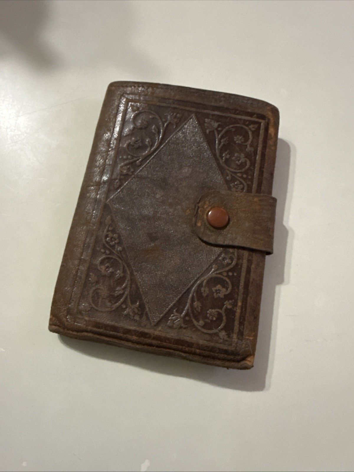 Antique 19th Century Embossed Leather Wallet Unisex Brown Antique 19th Century Embossed Leather Wallet Unisex Brown
