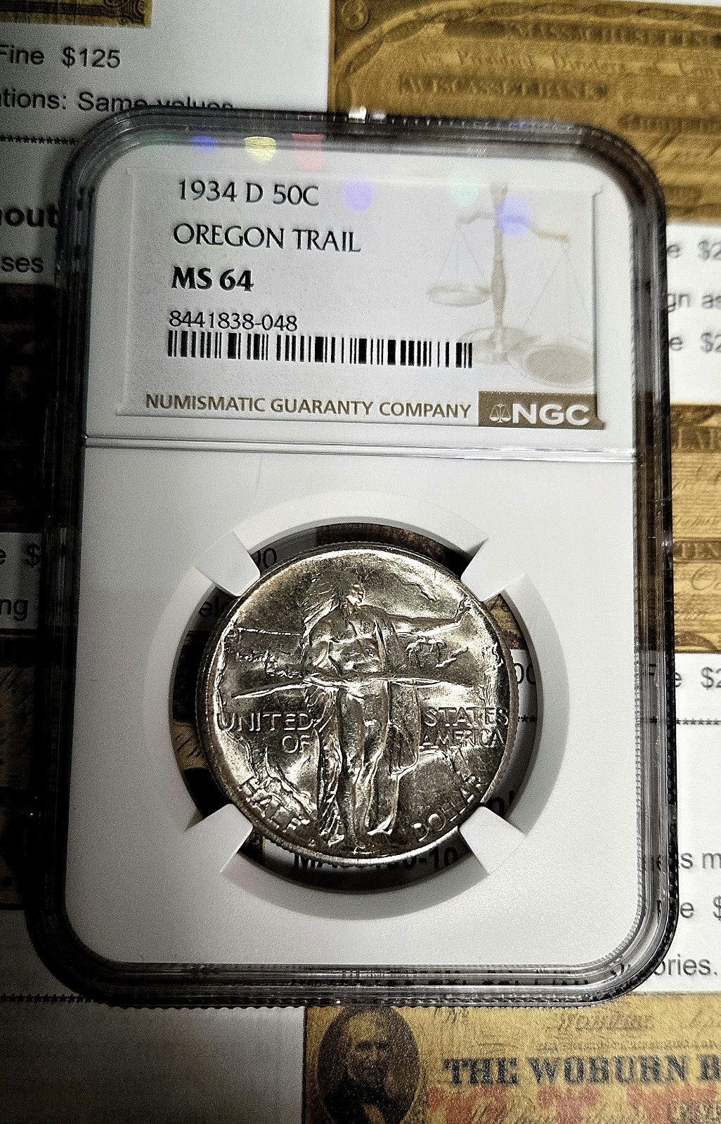 1934D 50C OREGON TRAIL MEMORIAL COMMEMORATIVE SILVER HALF DOLLAR- MS64-PRISTINE 1934D 50C OREGON TRAIL MEMORIAL COMMEMORATIVE SILVER HALF DOLLAR- MS64-PRISTINE