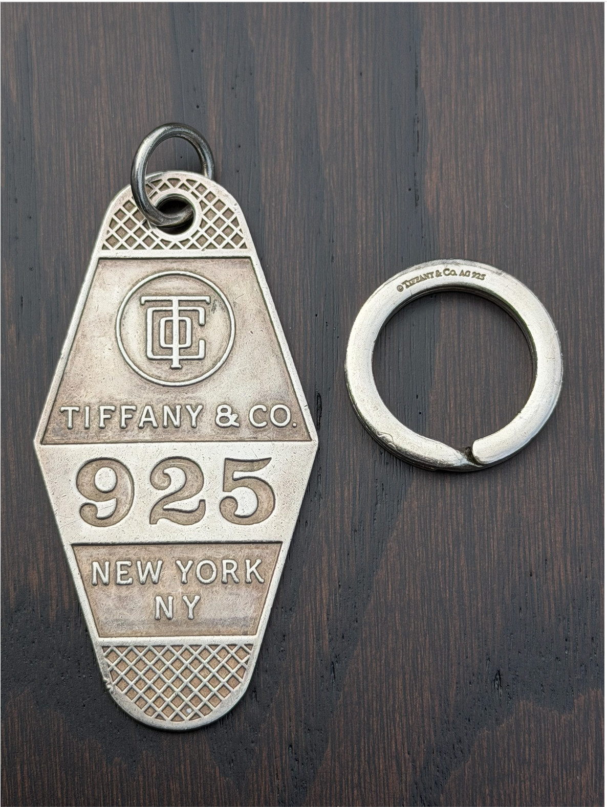 RARE Vintage Tiffany & Co Heavy 42g Sterling Silver Hotel Tag Key Ring New York