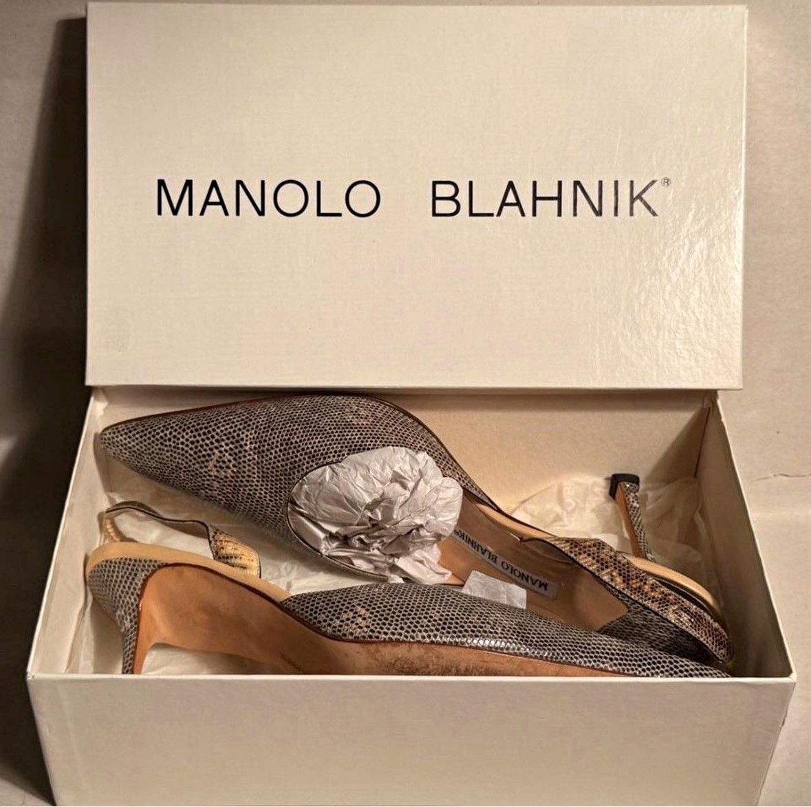 Manolo Blahnik Women’s Pointed Toe Slingback Stiletto Heels Leather EU 41 Manolo Blahnik Women’s Pointed Toe Slingback Stiletto Heels Leather EU 41