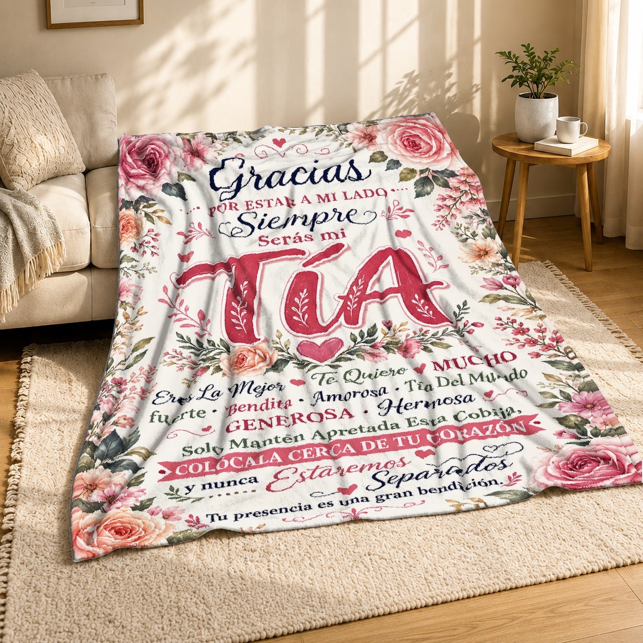 Spanish Aunt Appreciation Coral Fleece Blanket Family Saying