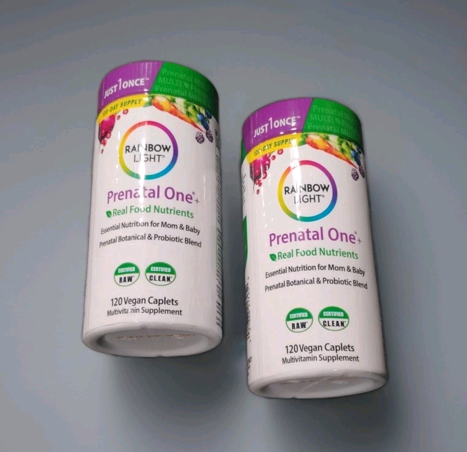 2x 120 Rainbow Light Prenatal Vitamins, Vegan Caplets 3/27 Exp Real Food 2x 120 Rainbow Light Prenatal Vitamins, Vegan Caplets 3/27 Exp Real Food