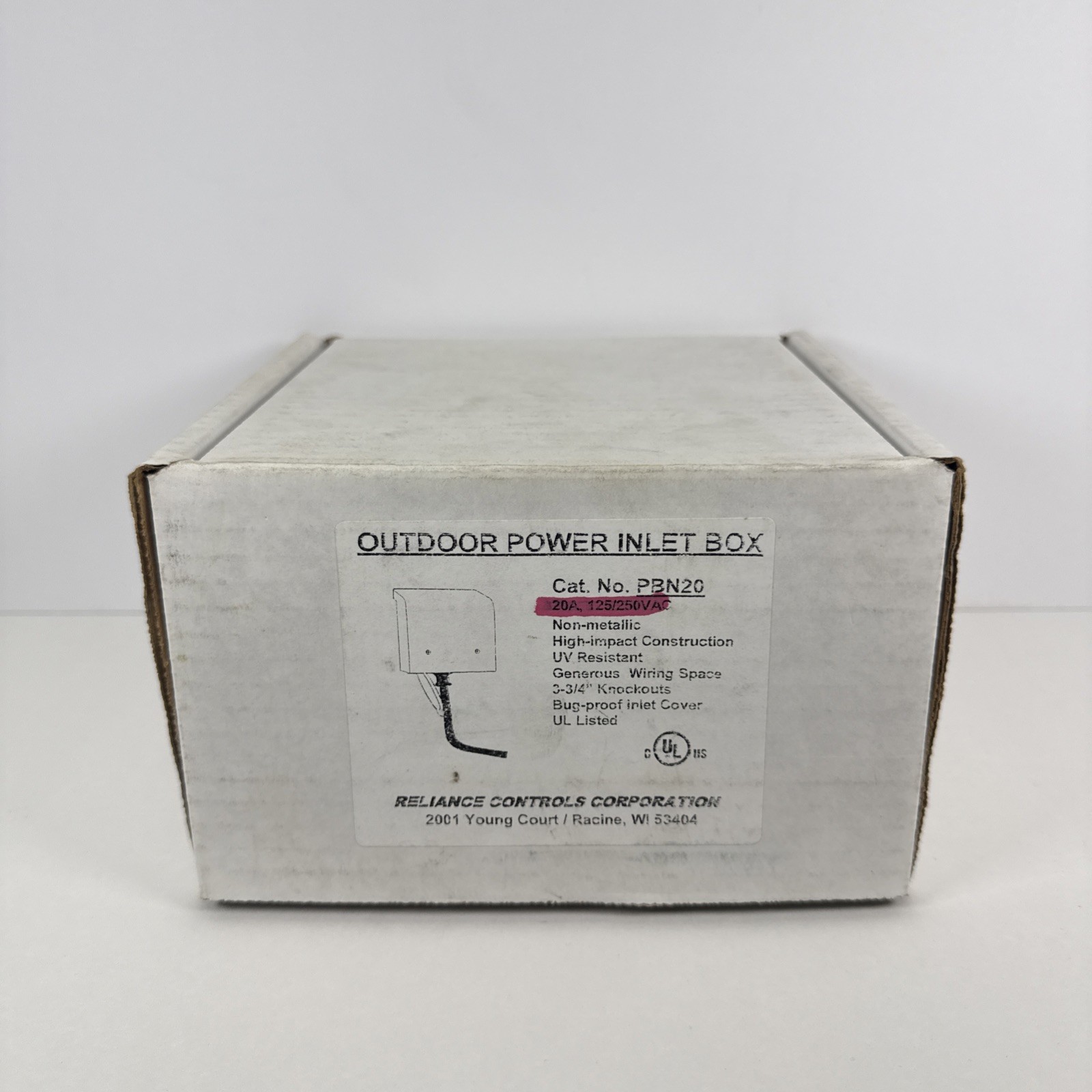 PBN20 Reliance Power Inlet Box 20A 125/250V NEMA L14-20