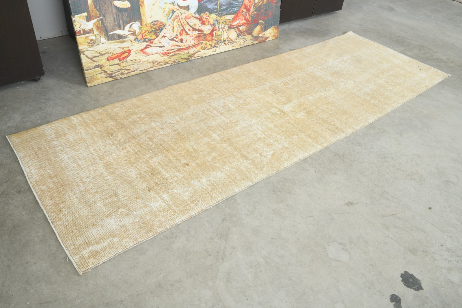 2x8 Turkish Wool Runner Rug Hand-Knotted Neutral Vintage Oushak Carpet Rugs,1114