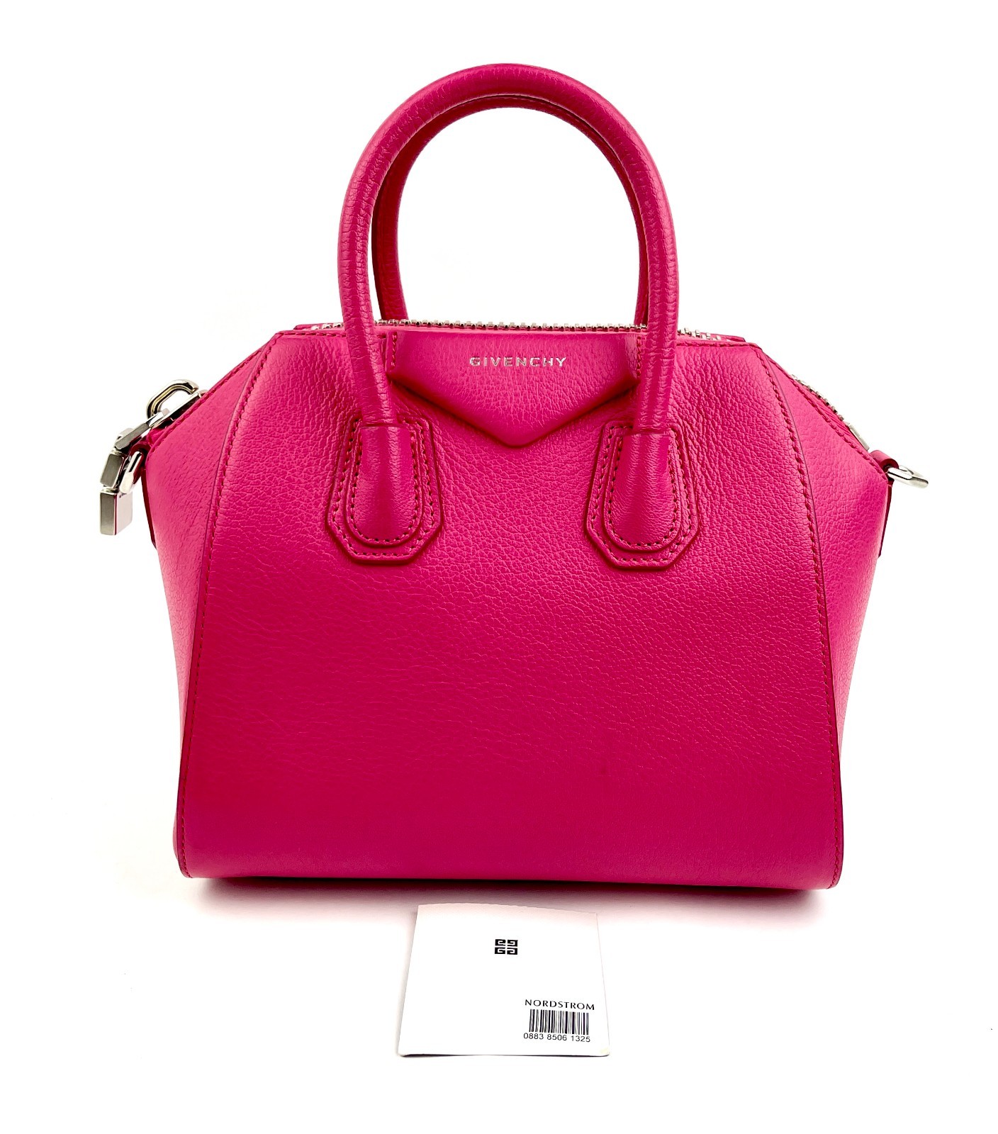 Authentic GIVENCHY Mini Antigona Neon Pink Leather Handbag Current $2100 Retail