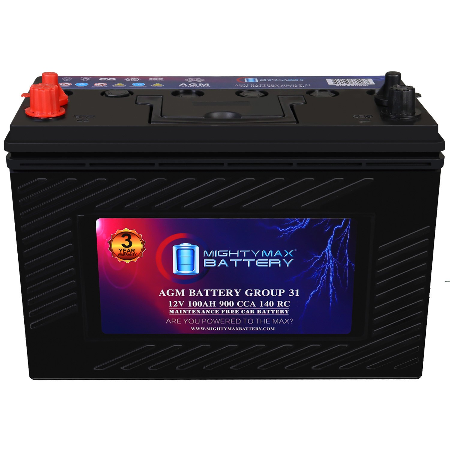 Mighty Max Battery MM-G31 BCI Group31 12V 100AH, 140RC, 900CCA, AGM Car battery