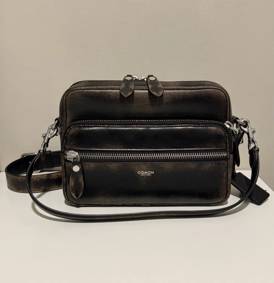 Coach Dakota Crossbody Bag In Loved leather Black Silver Hardware CDS84
