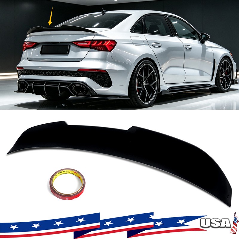 HIGHKICK PSM STYLE GLOSS BLACK TRUNK SPOILER FOR 2022-2026 AUDI A3 S3 RS3 SEDAN