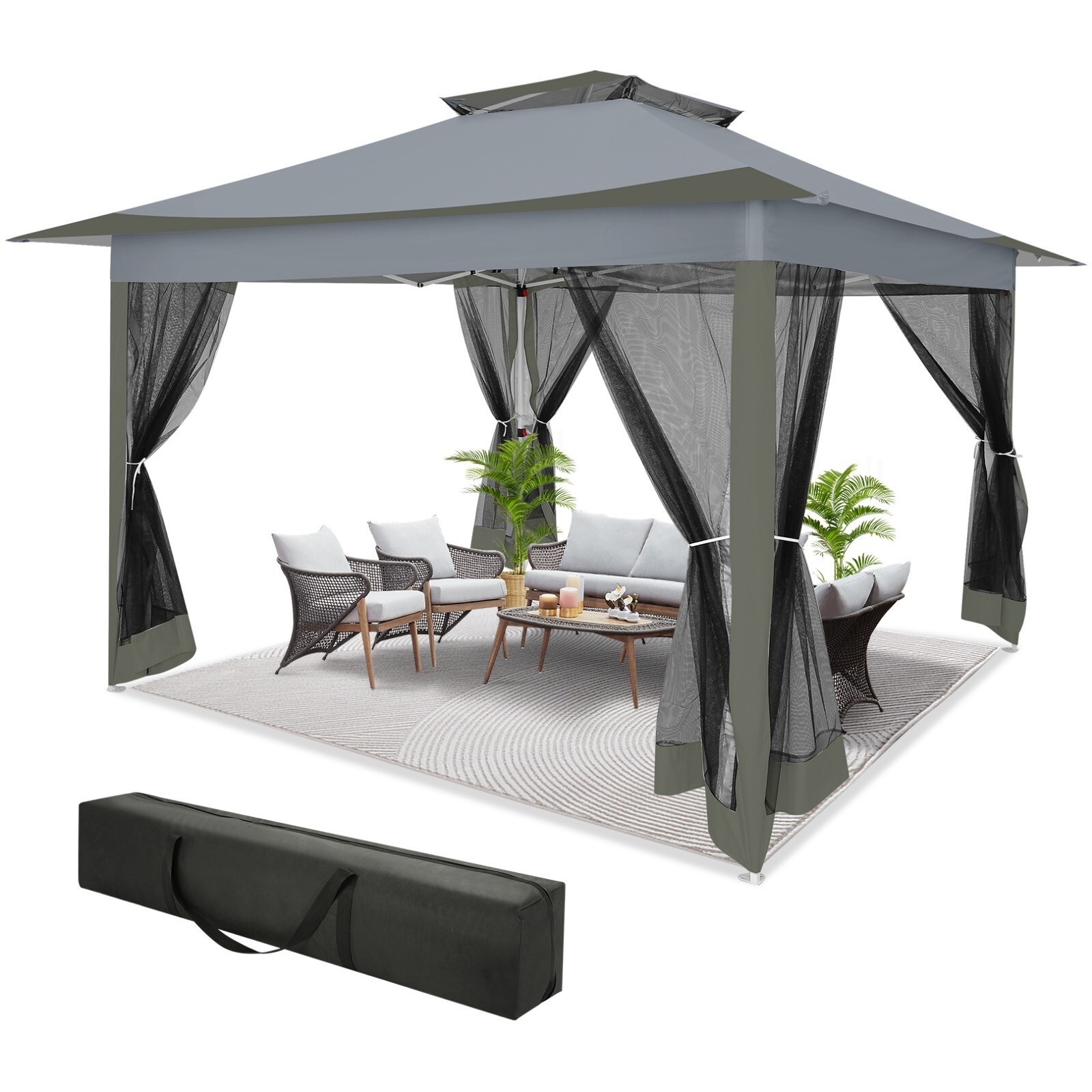 12x12FT Pop up Gazebo with Mosquito Netting Waterproof Outdoor Patio Screen Tent