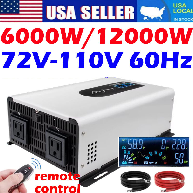 6000W 12000W Max 72V to 120V 60Hz Pure Sine Wave Power Inverter Remote Terminal