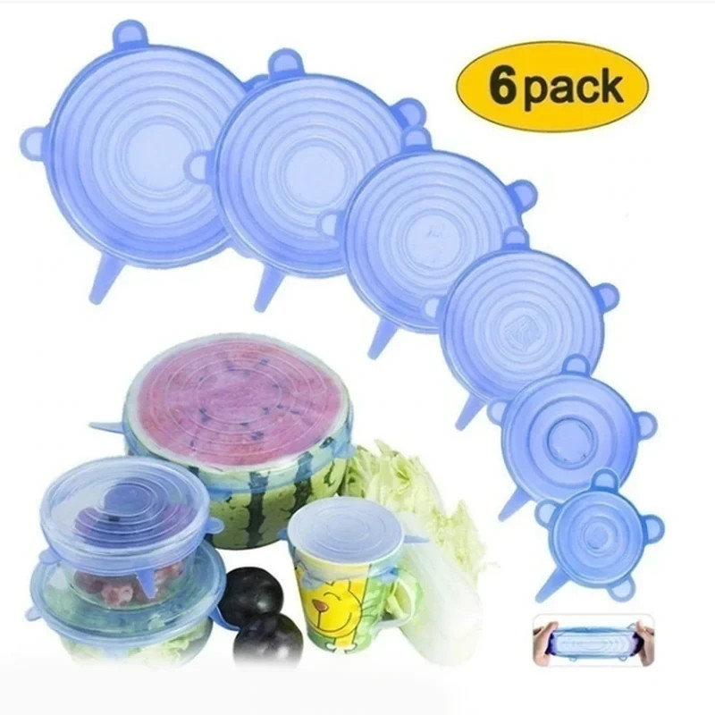 6Pcs Silicone Stretch Lids Food Cover Universal Bowl Pot Lid Fresh Wrap 6Pcs Silicone Stretch Lids Food Cover Universal Bowl Pot Lid Fresh Wrap