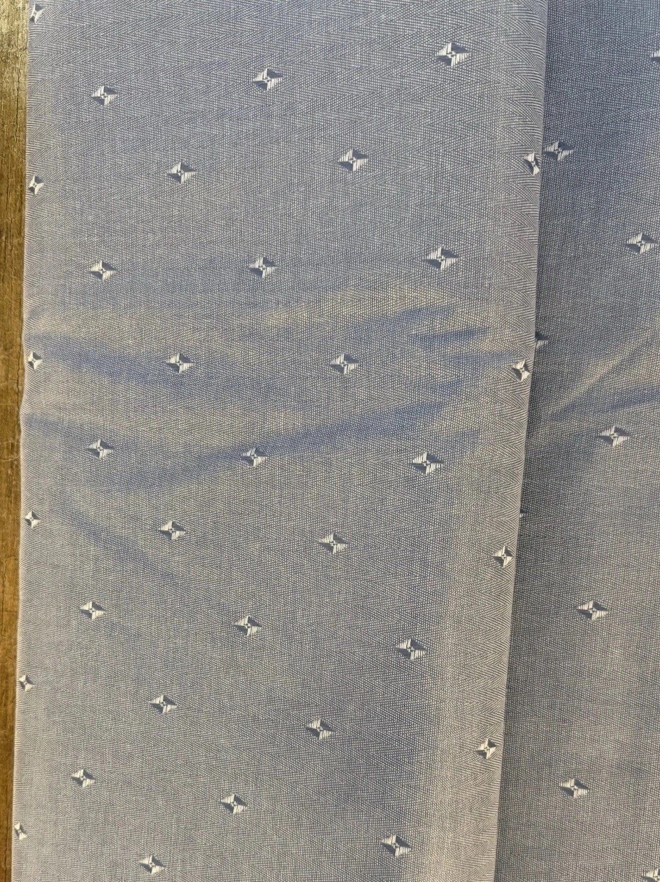 VTG MCM French Blue Herringbone Tweed Upholstery Fabric Vinyl Backed 1 YD Retro