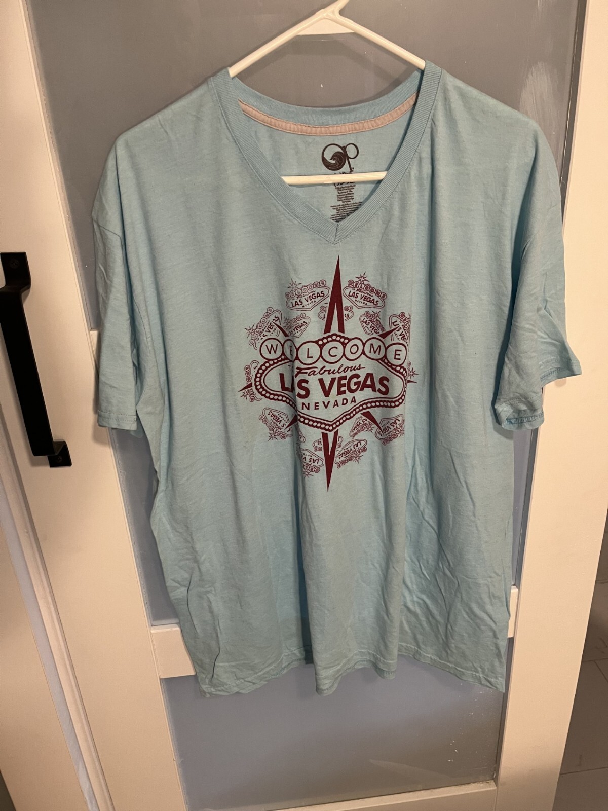Vintage Style Las Vegas T-Shirt Light Blue Cotton Zaga Size L              8-21