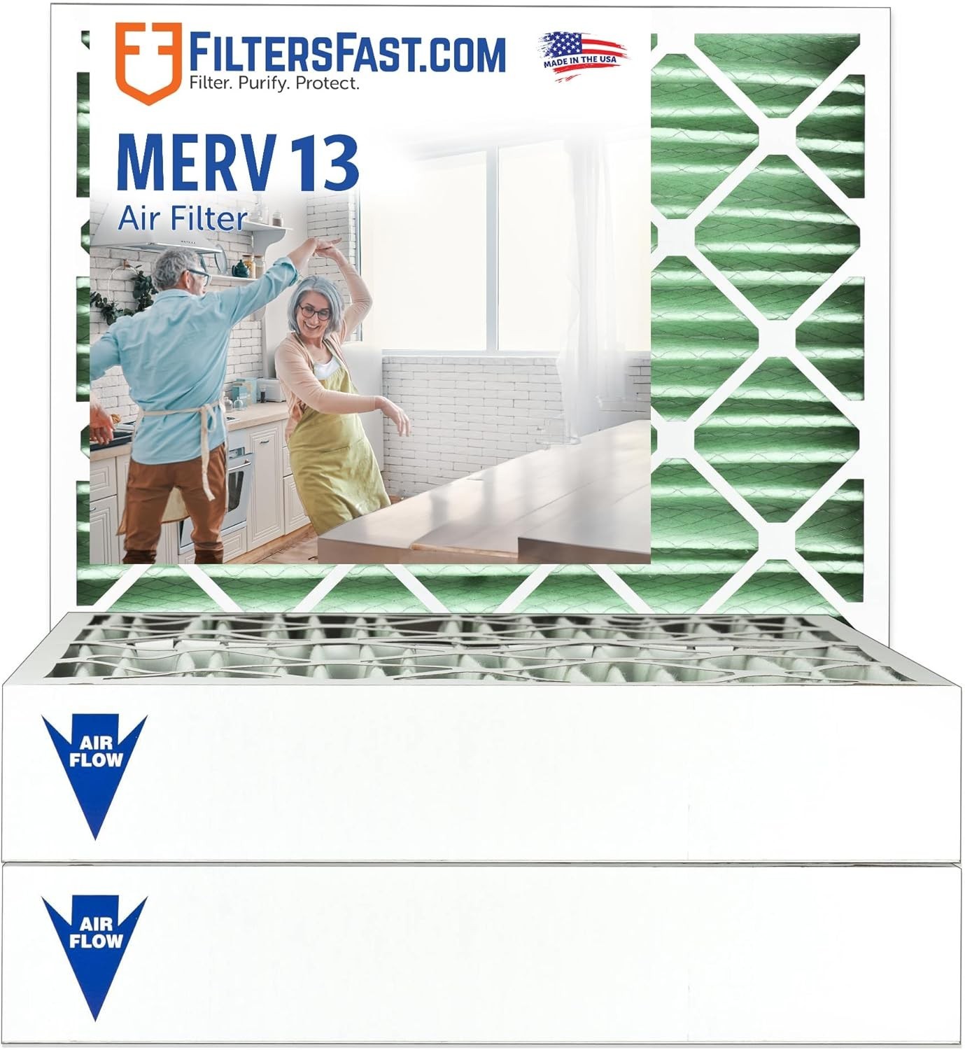Filters Fast 16x25x4 MERV 13 4 Inch Pleated HVAC AC Furnace Air Filters 3 Pack