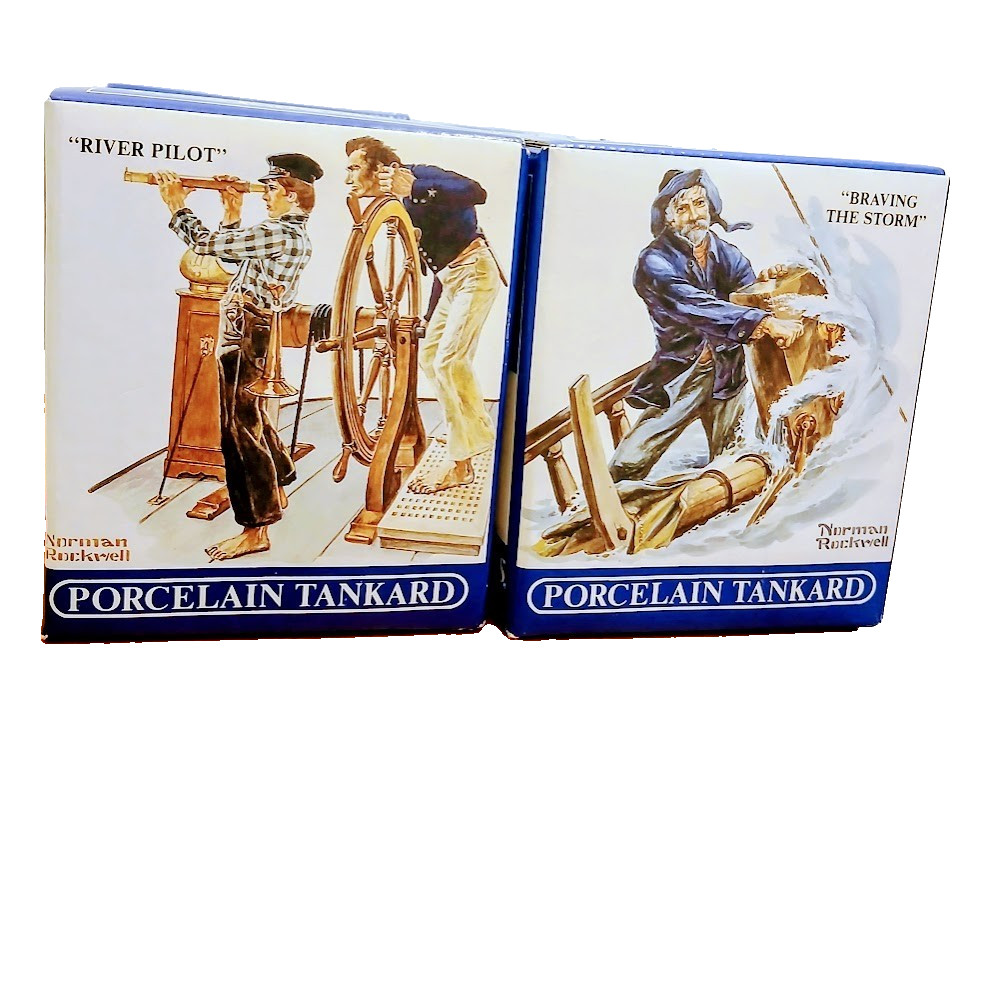 (4) VTG Norman Rockwell Seafarers Collection Tankard Mug Long John Silvers