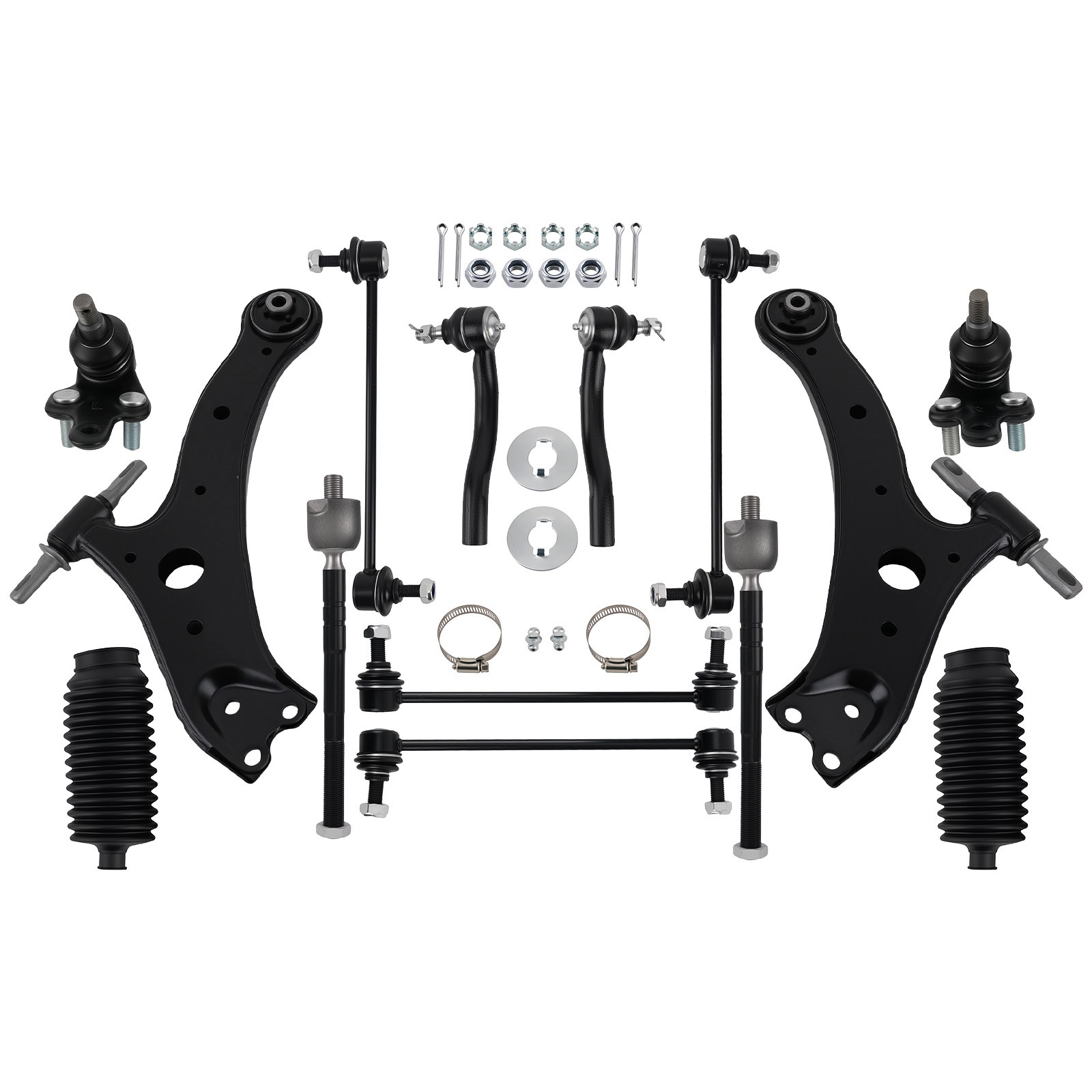 14 Pcs Suspension Front Lower Control Arm Tie Rods fit for Toyota 2007 - 2011
