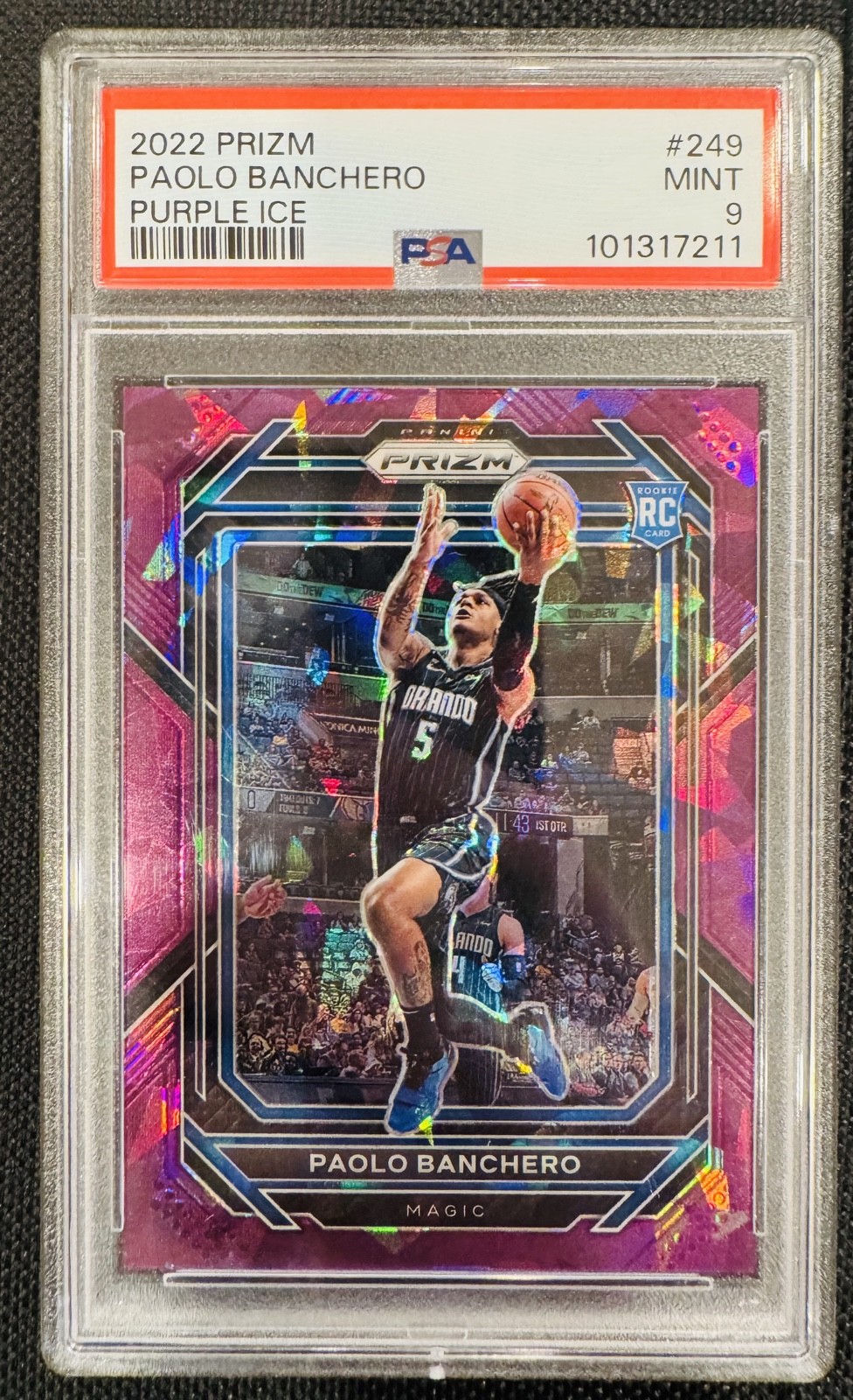 2022-23 Panini Prizm Paolo Banchero Purple Ice /149 PSA 9 Rookie RC #249 Magic