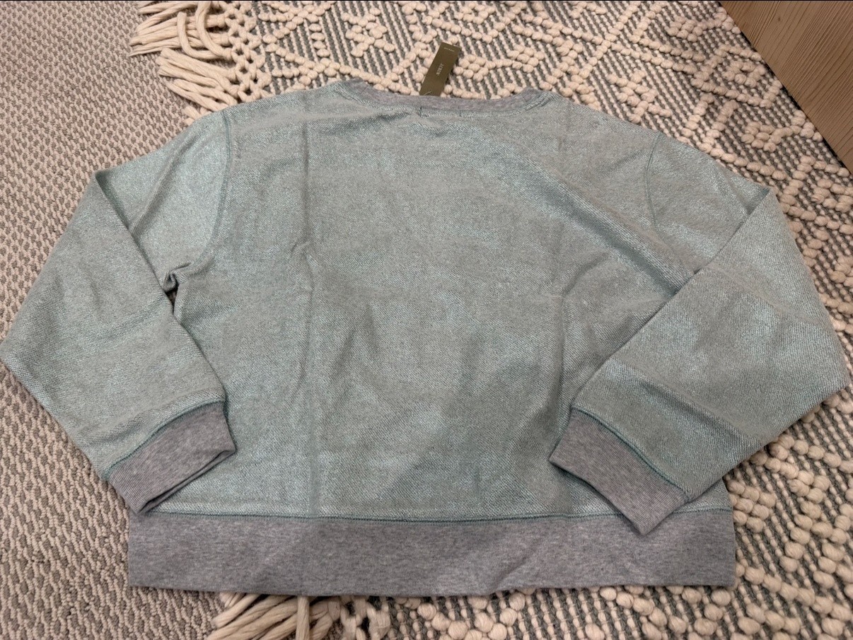 J.Crew Women\'s Metallic Mint Sweatshirt Size M New With Tags J.Crew Women\'s Metallic Mint Sweatshirt Size M New With Tags