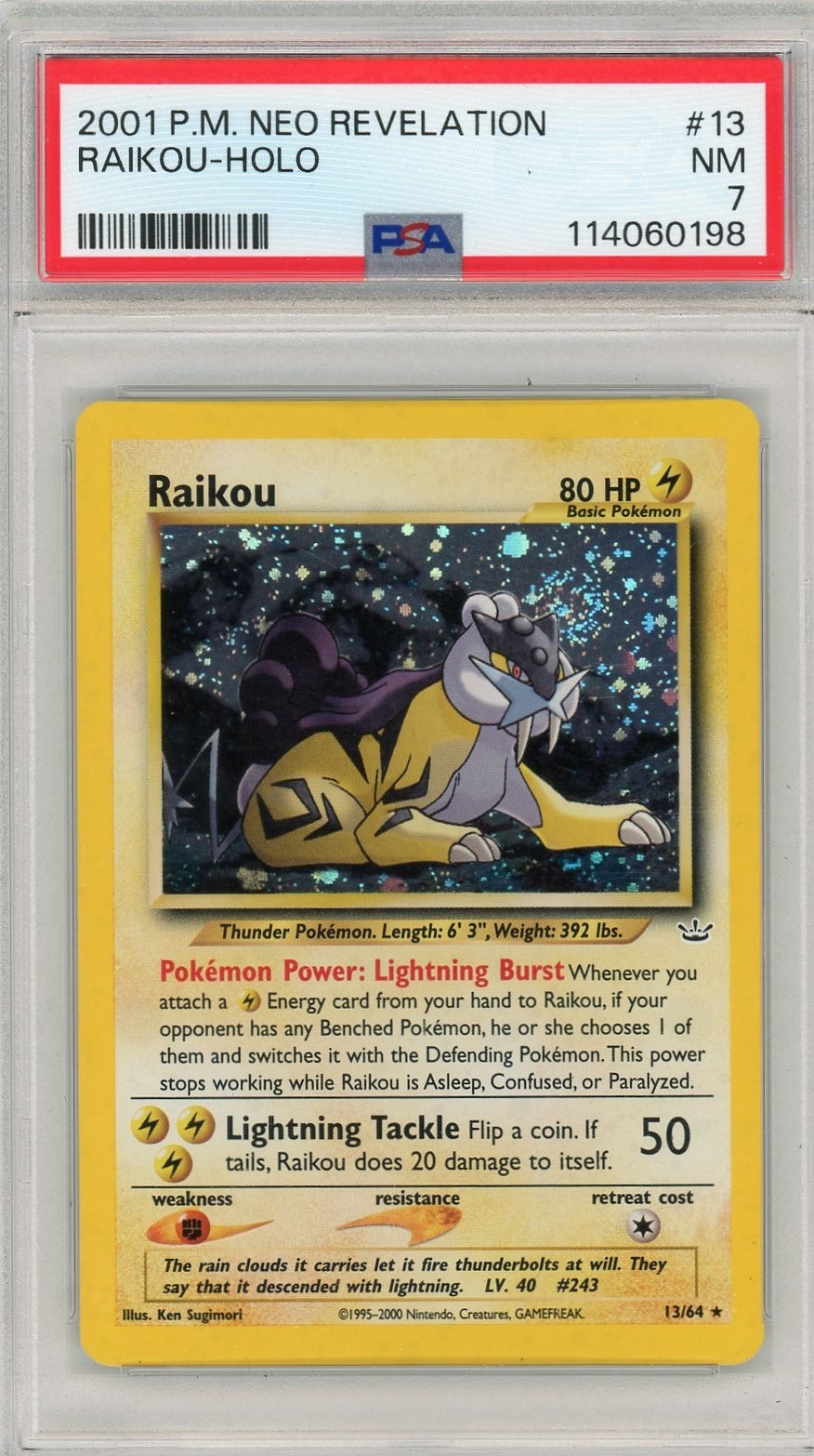 2001 POKEMON NEO REVELATION #13 RAIKOU-HOLO PSA 7 2001 POKEMON NEO REVELATION #13 RAIKOU-HOLO PSA 7