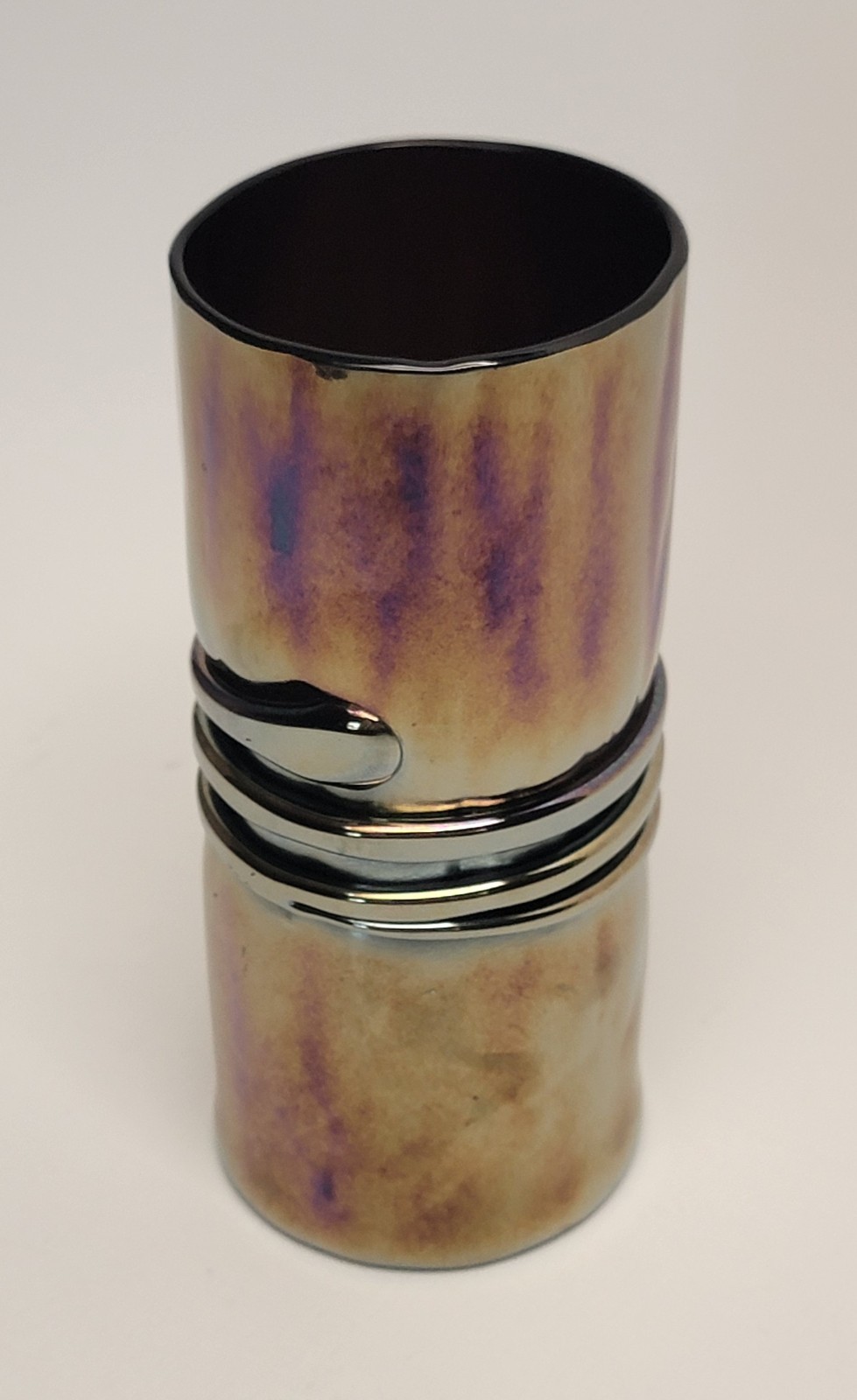 Vintage Esteban Prieto Iridescent 6 Inch Glass Tumbler Signed Vintage Esteban Prieto Iridescent 6 Inch Glass Tumbler Signed
