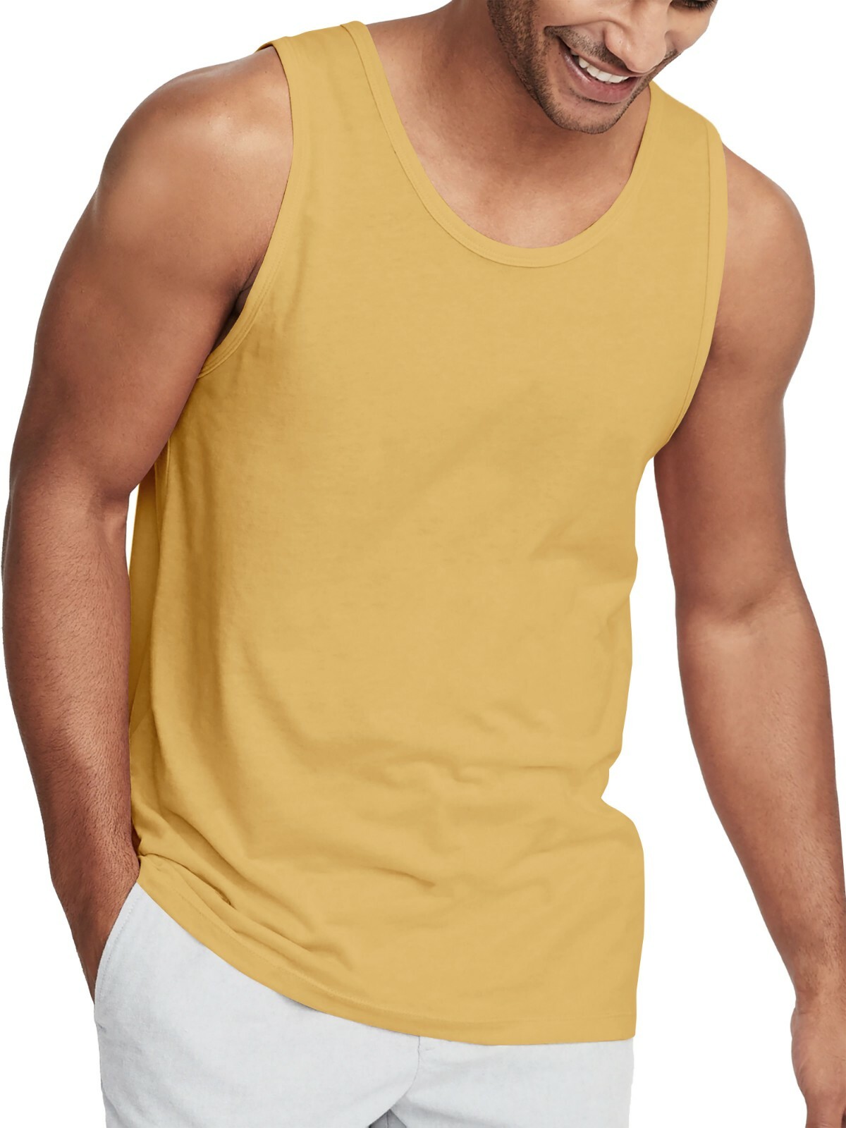 Mens TANK TOP Shirt Casual Sleeveless Tee Gym Jersey Athletic Solid Beach Basic
