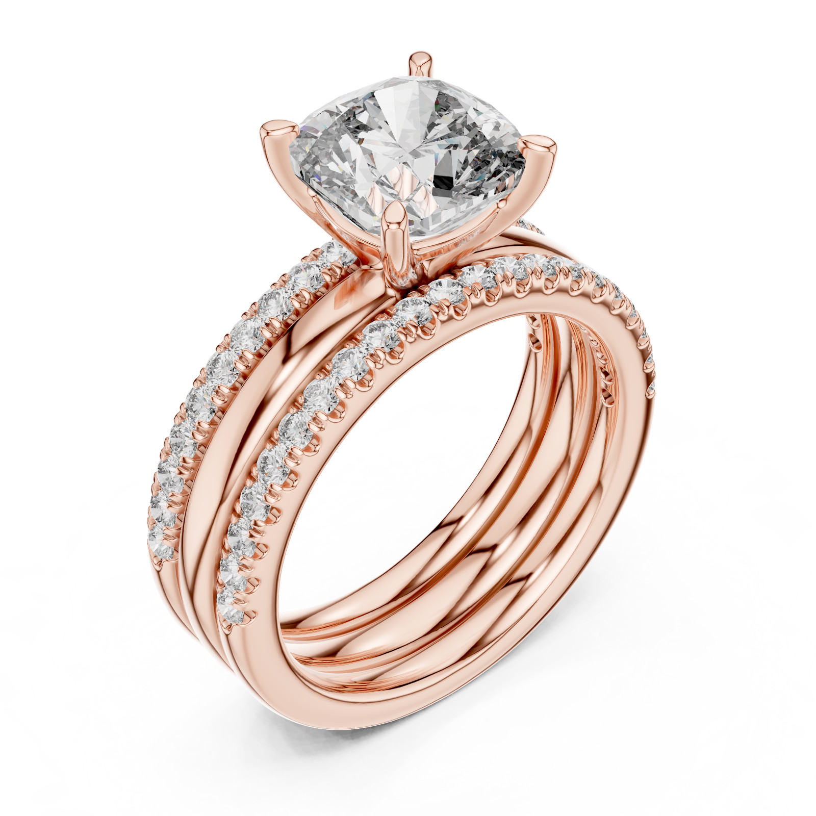 Certified 3.00 Ct Lab Grown Diamond 43 Pc Engagement Women Ring 14K Gold Over
