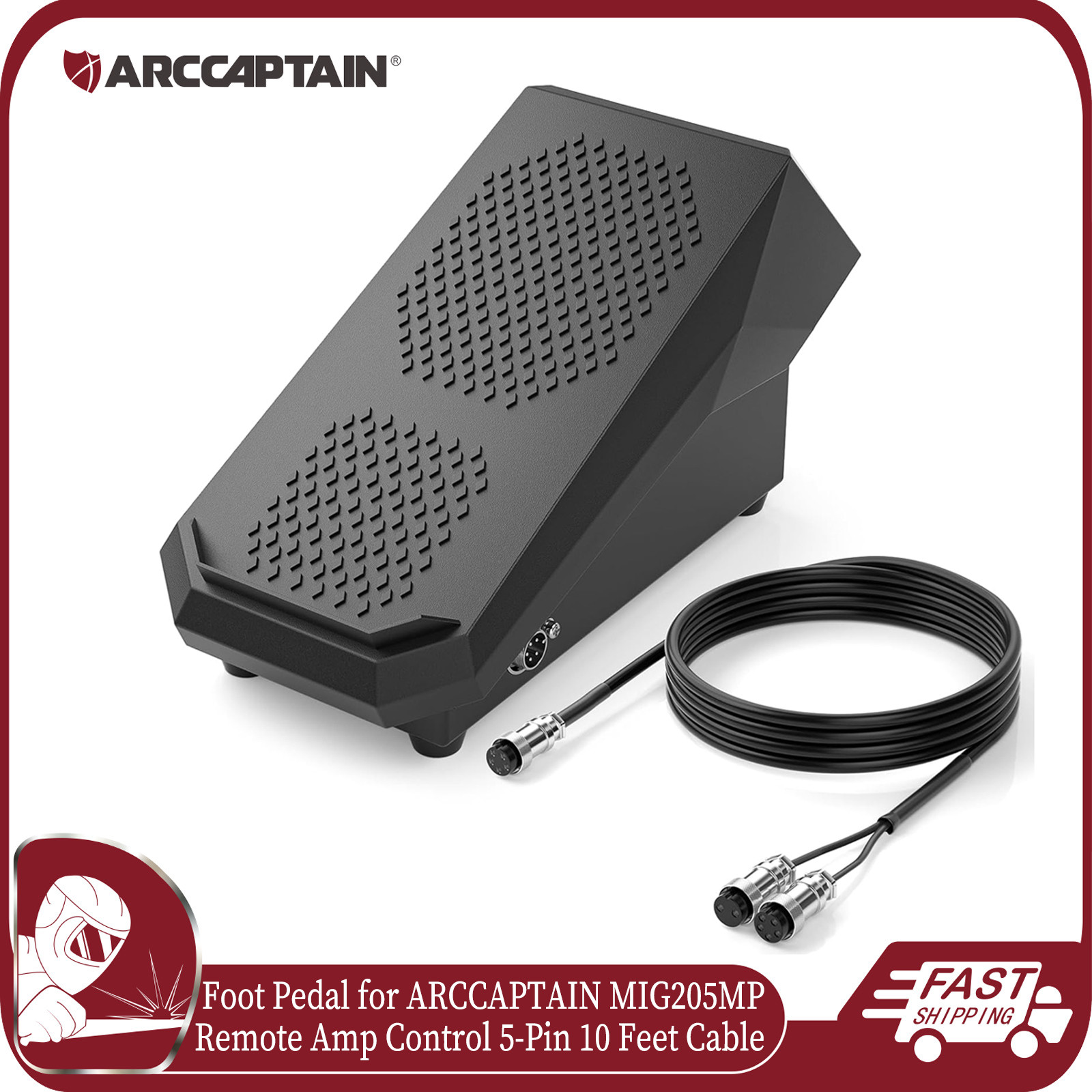 ARCCAPTAIN Foot Pedal Remote Amp Control 5-Pin Connector for MIG205MP Welder New
