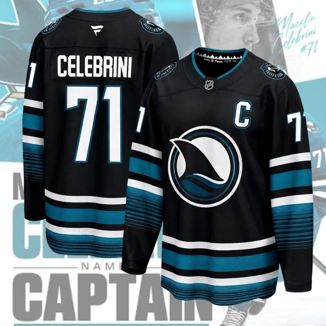 HOT Macklin Celebrini #71 San Jose Sharks Black Hockey Stitched Jersey Player