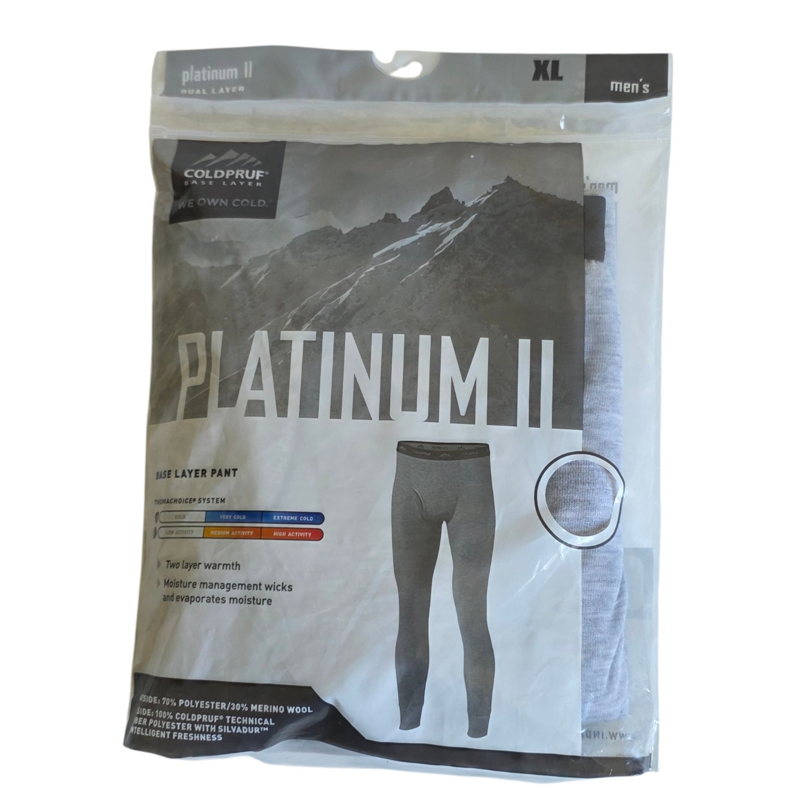 ColdPruf Platinum II Men’s XL Gray Merino Wool Base Layer Pants NWT