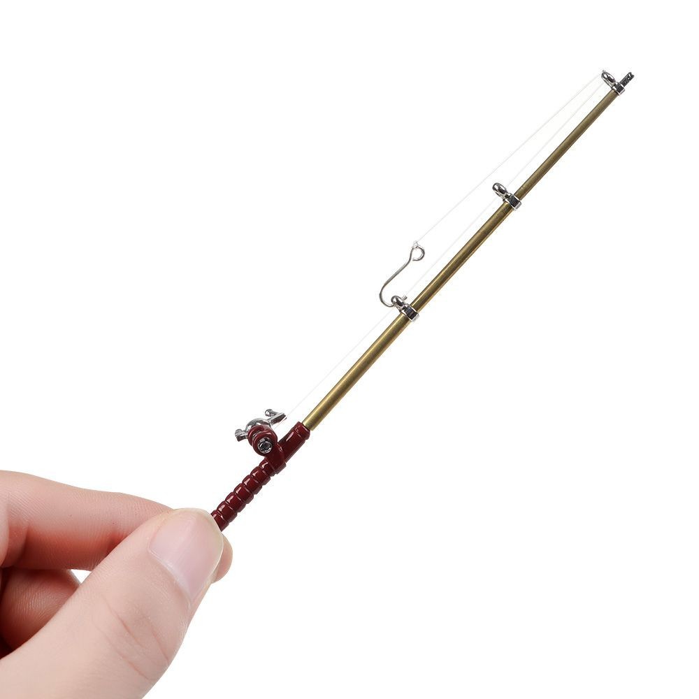 Dollhouse Miniature Metal Outdoor Fishing Pole 1:12 Scale Diorama Accessory