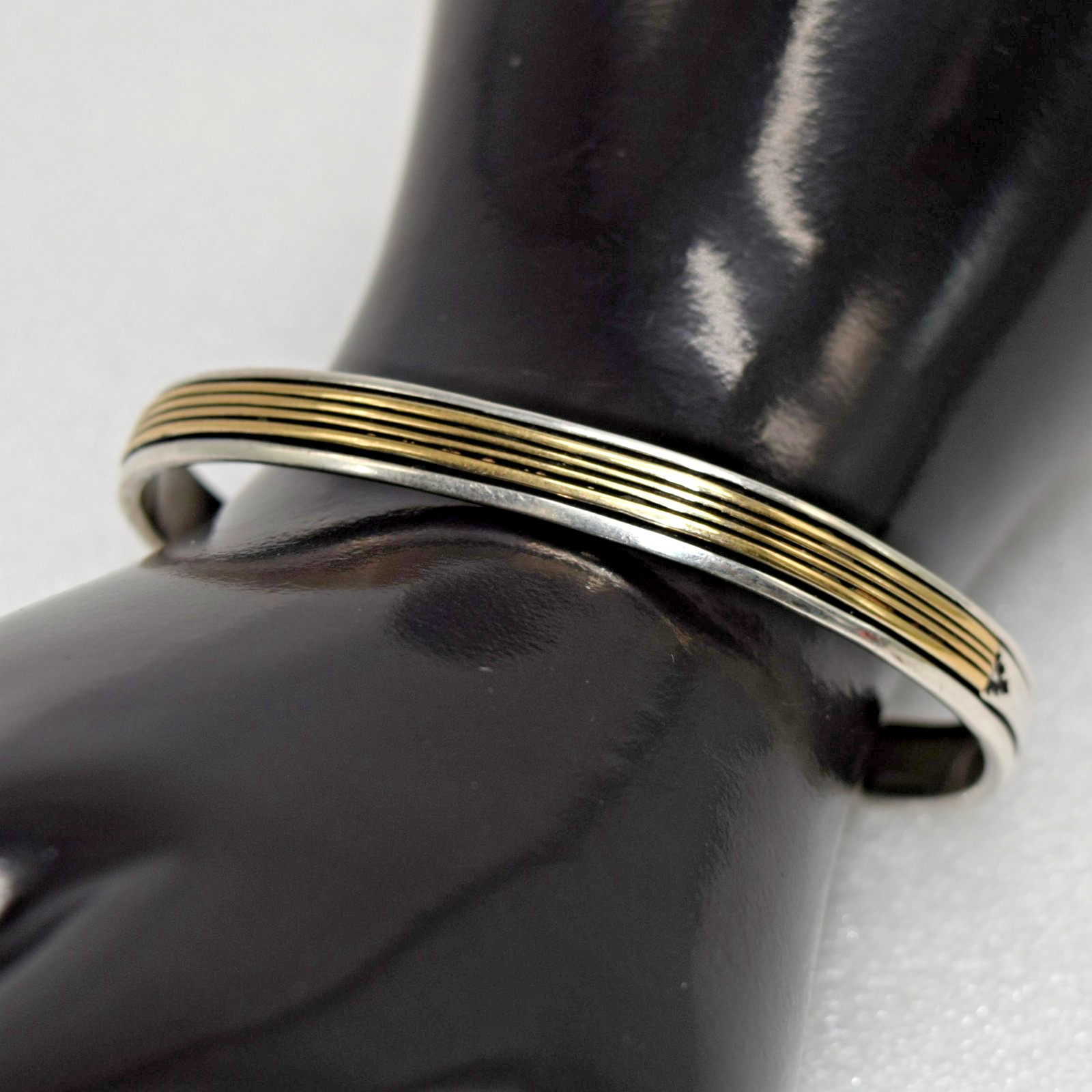 Vtg Larry Kaye JoeDelgarito Navajo 14K Gold Sterling Silver Unisex Cuff Bracelet