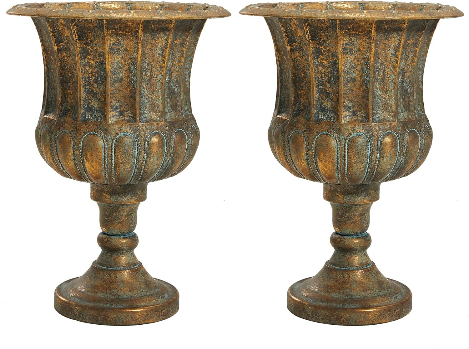 Bronze Antique Iron Urn Planters 2-Pack - Classic Outdoor Flower Pots