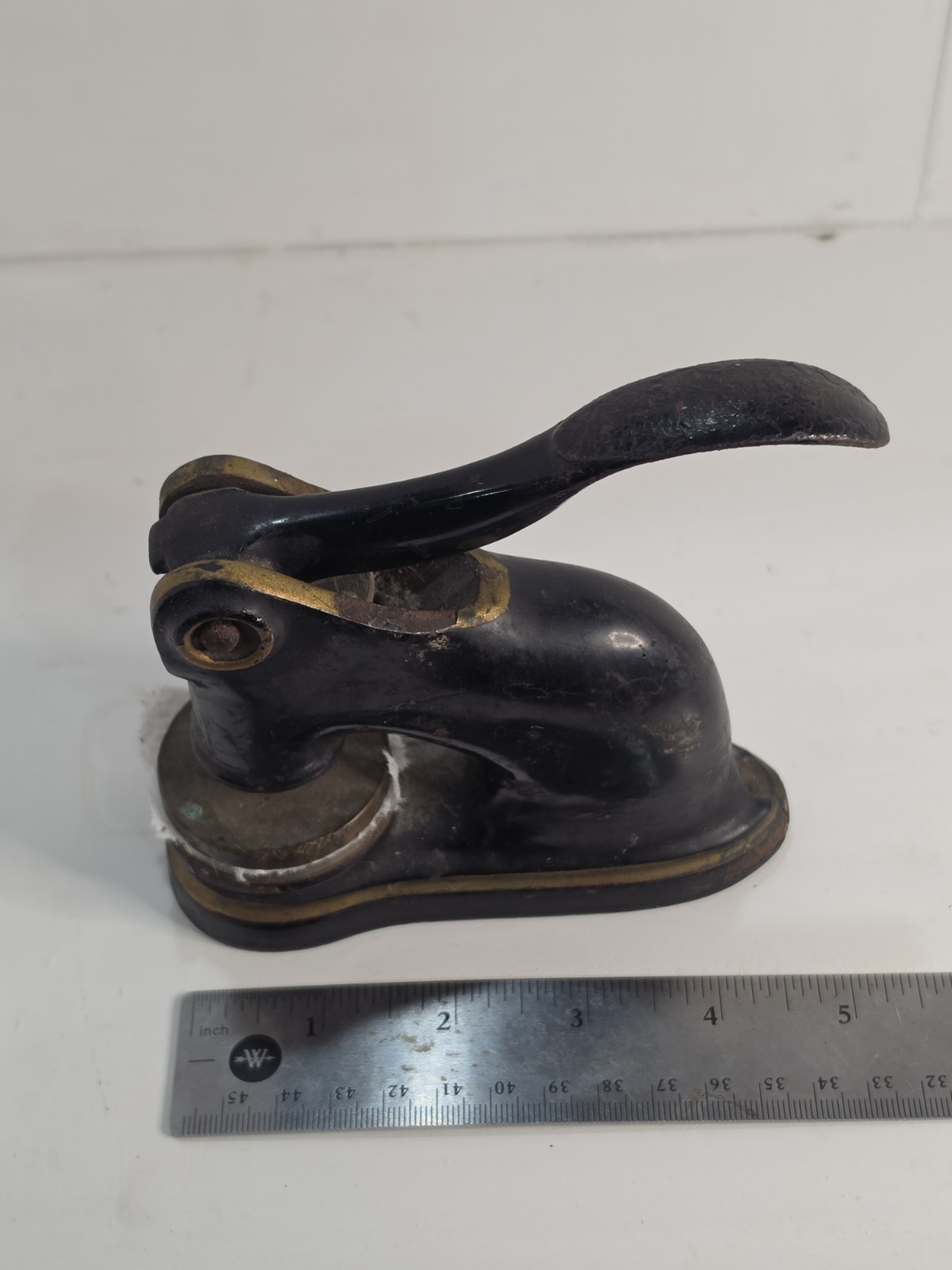 Antique Cast Iron Desktop Notary Embosser Seal Press Heavy Duty Desk Stamp Vtg