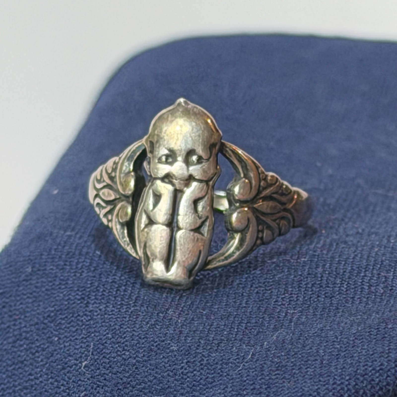 Antique P & B Sterling Silver KEWPIE Ring 2.4g Fine Jewelry Size 5.25