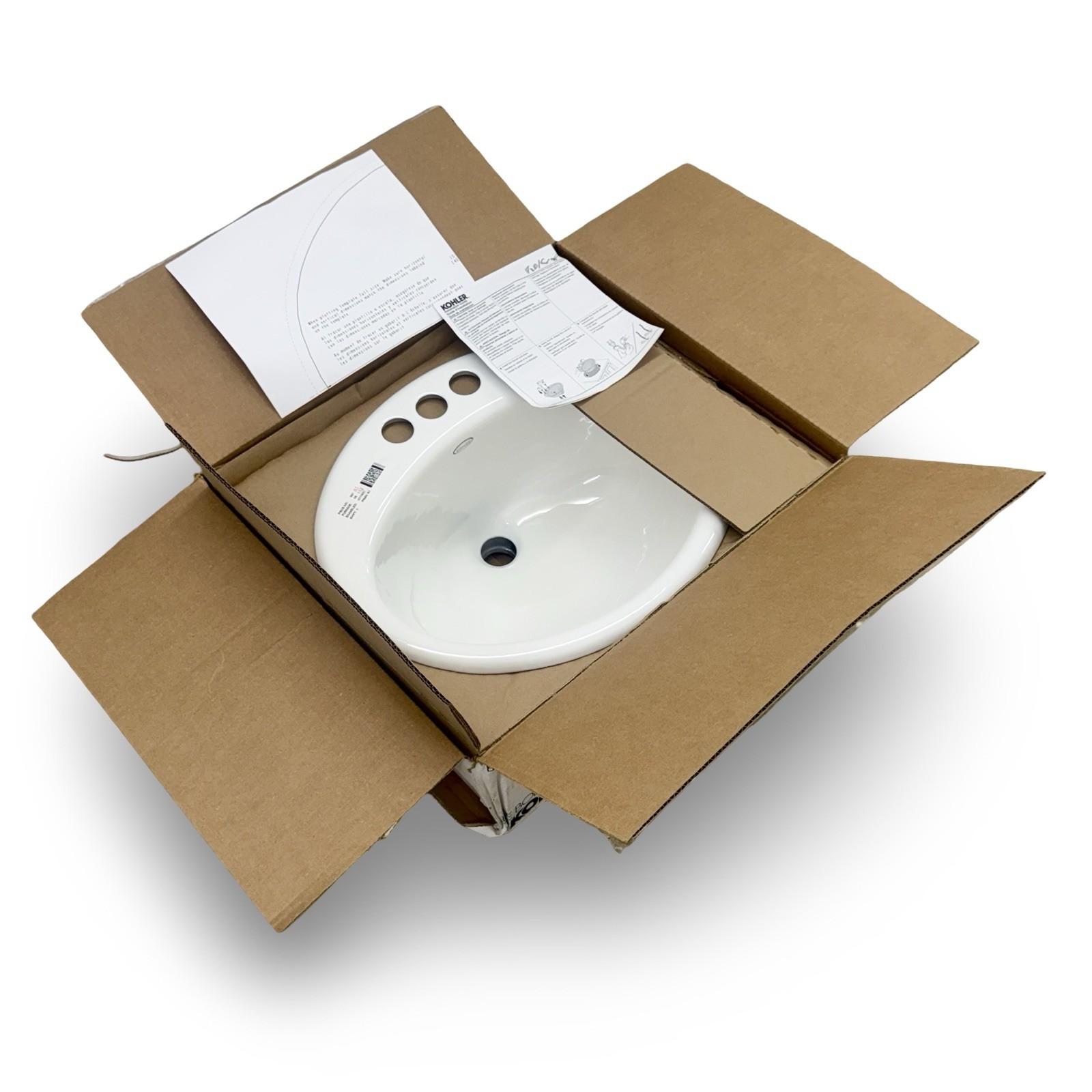 Kohler Farmington K-2905-4-0 Cast Iron Drop-In Bathroom Sink White New OB