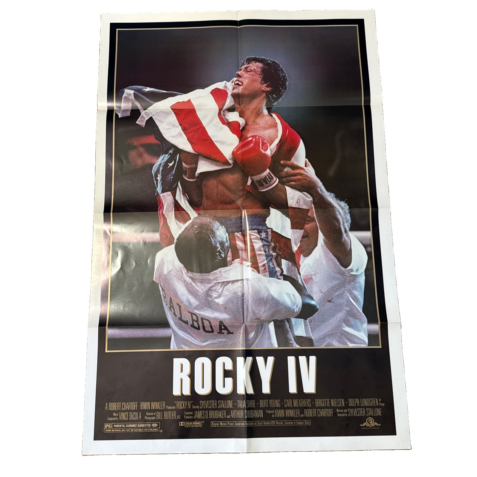 1985 ROCKY IV Sylvester Stallone 27x41 Original Movie Poster  FOLDED