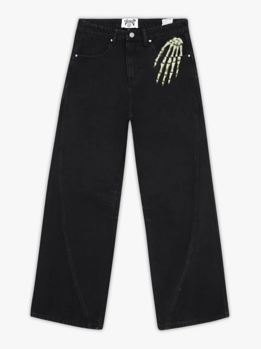 Vescartes Skeleton Smoky-Print Denim Jeans Vescartes Skeleton Smoky-Print Denim Jeans