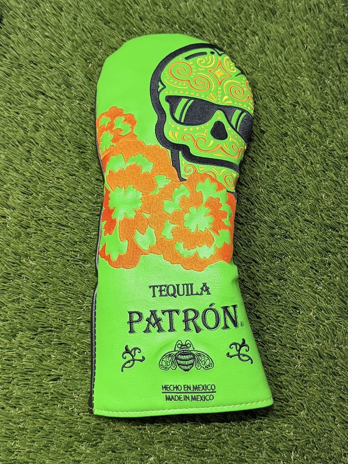 RARE SWAG Golf Patron Tequila Mexico Green Orange Sugar Skull Driver Headcover