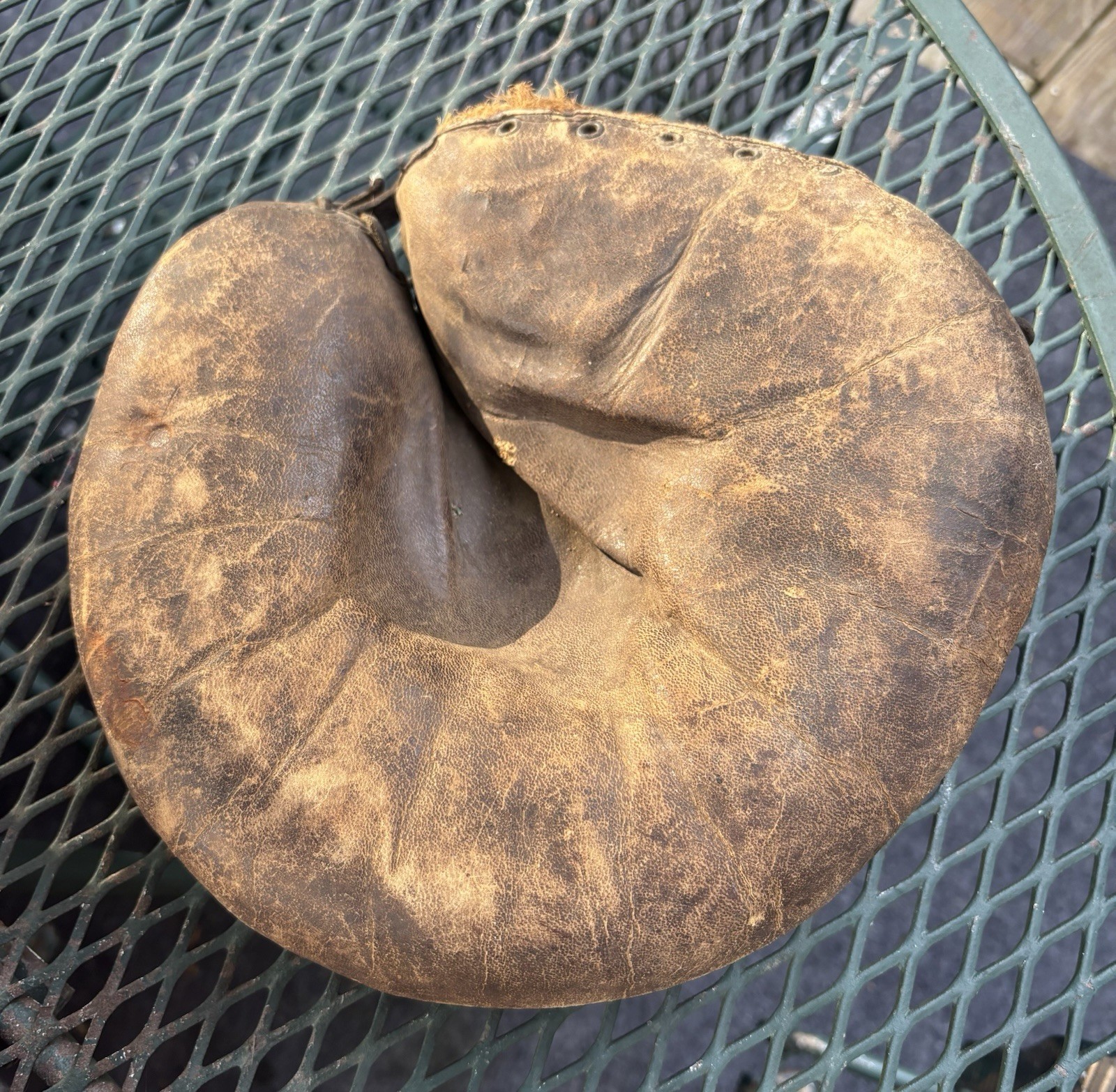 Antique 1890s Edw K Tryon Co Crescent Pad Baseball Catchers Mitt Glove HORSEHAIR