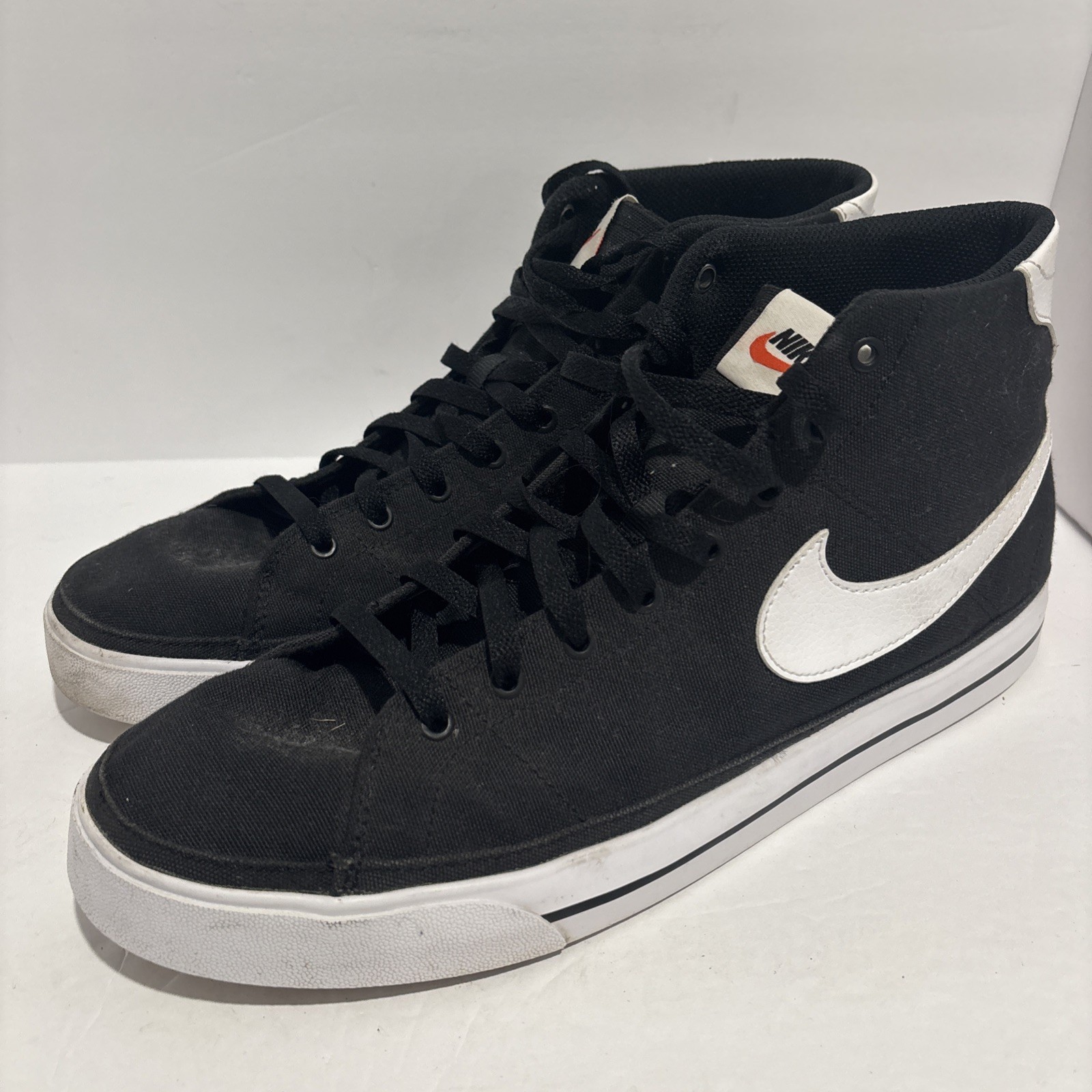 Nike Court Legacy Canvas Mid Mens 13 Black White High Top Sneakers DD0162-001